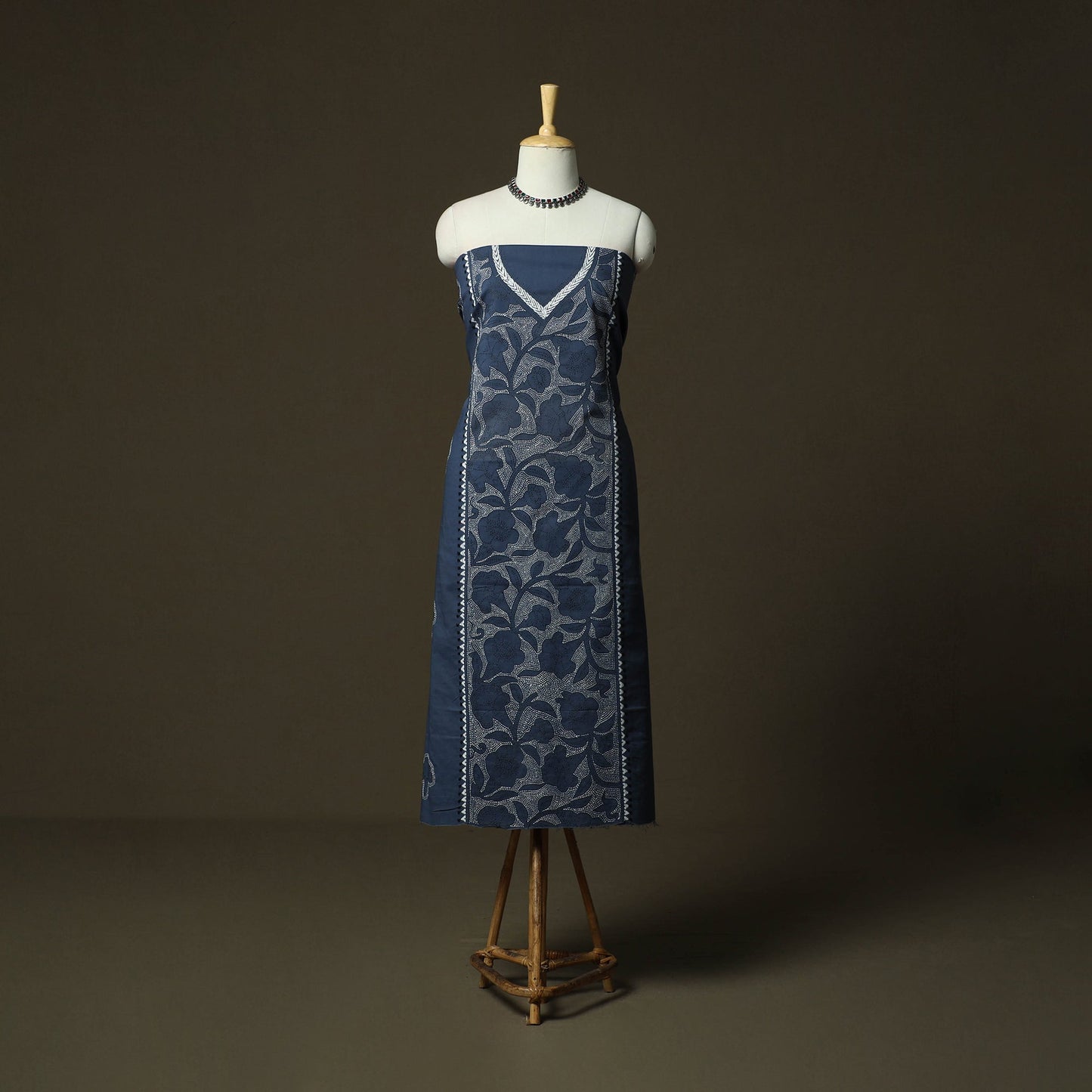 Bengal kantha hand embroidered cotton unstitched kurta