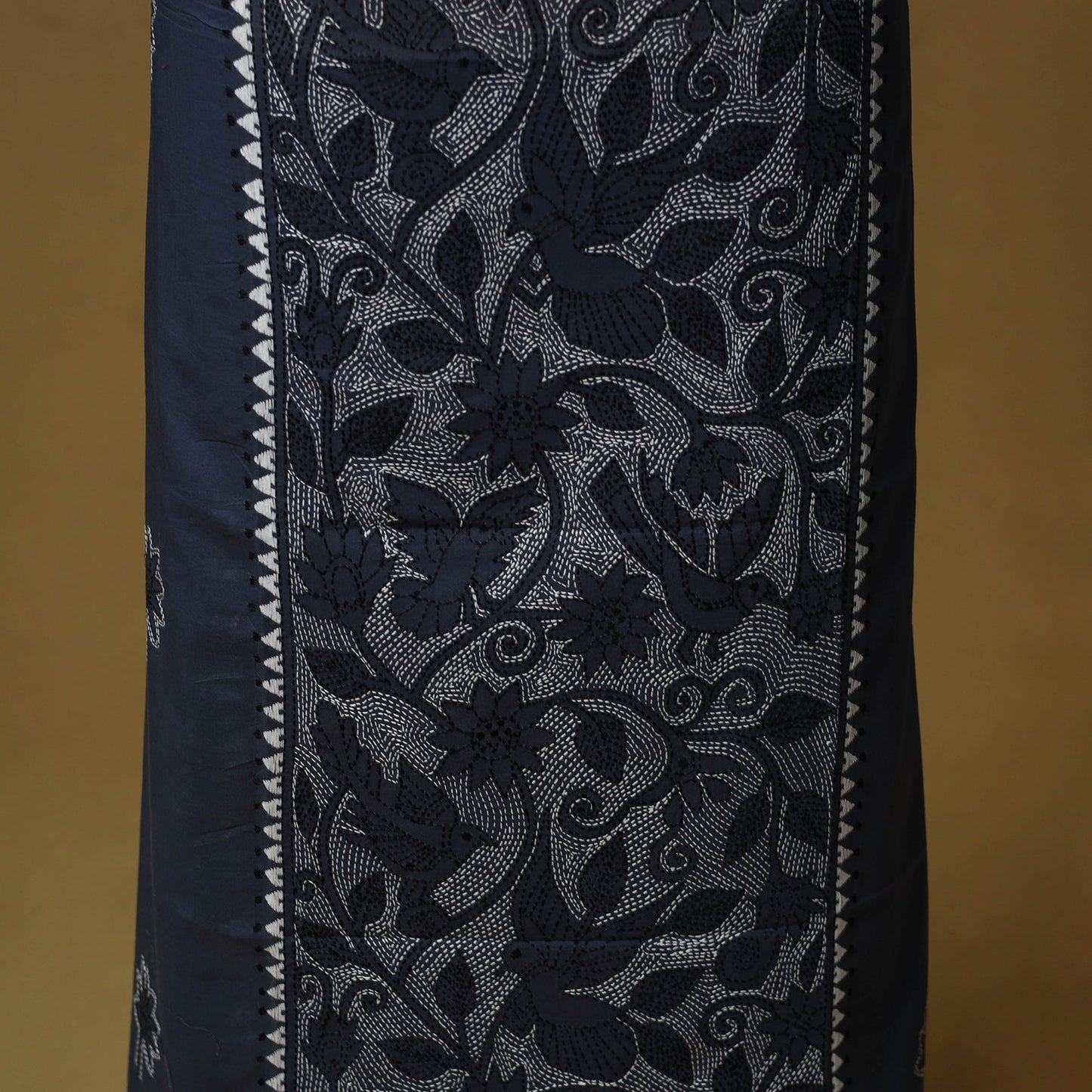 Blue - bengal kantha hand embroidered unstitched kurta
