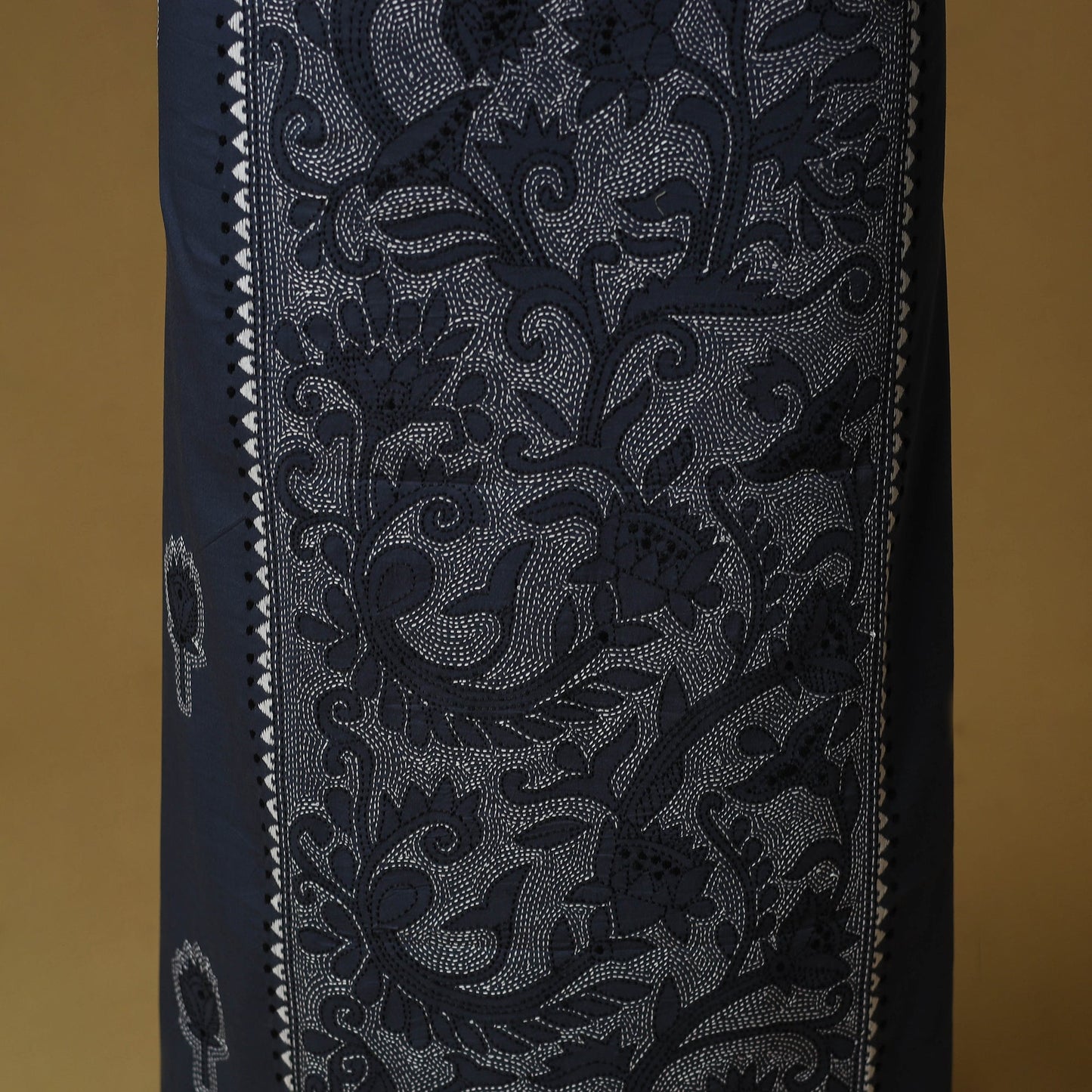 Blue - bengal kantha hand embroidered unstitched kurta