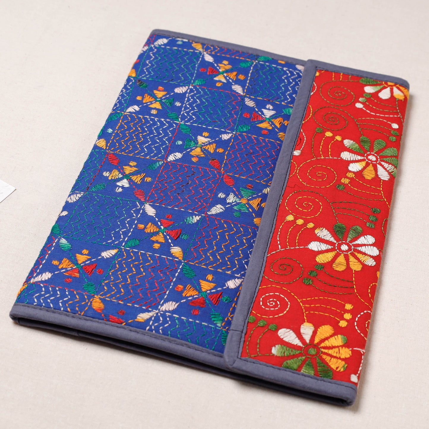 Blue Bengal Kantha Work Handcrafted File Folder