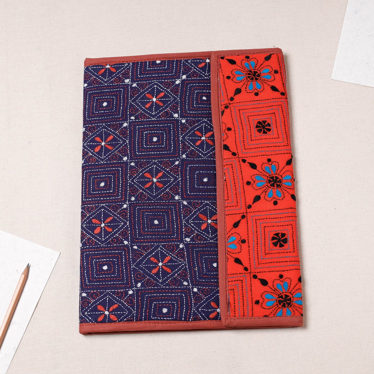 Blue Bengal Kantha Work Handcrafted File Folder