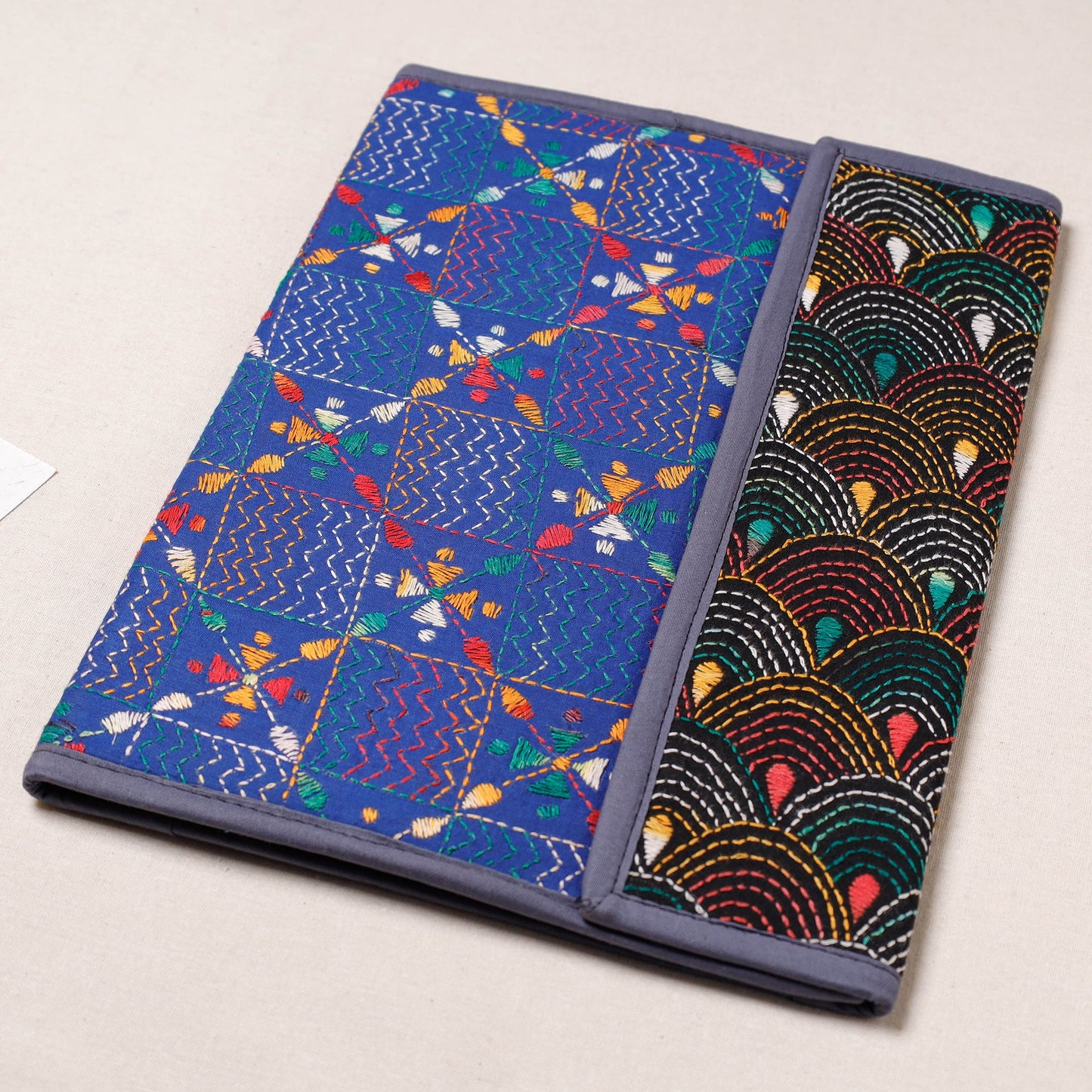 Blue Bengal Kantha Work Handcrafted File Folder