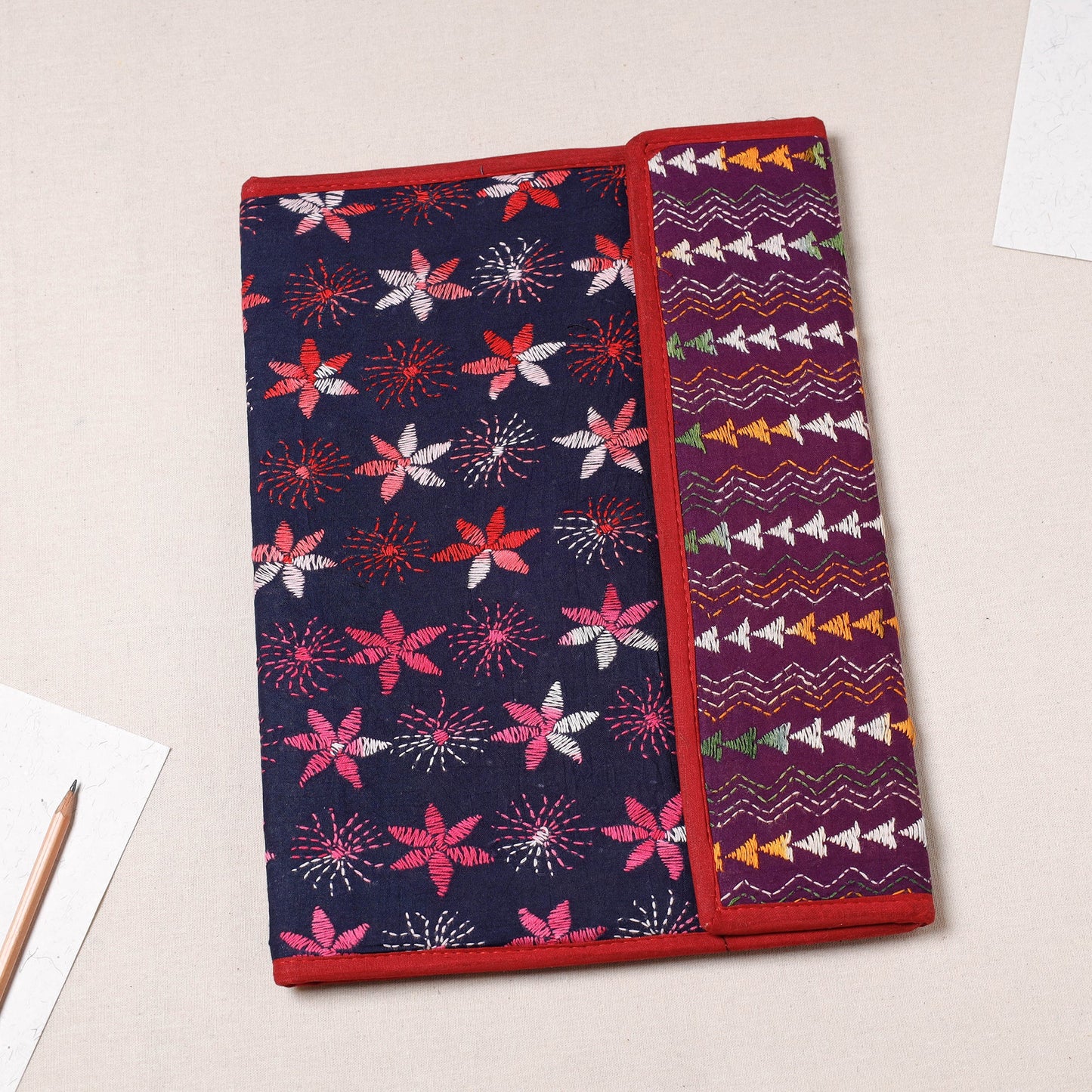 Blue Bengal Kantha Work Handcrafted File Folder