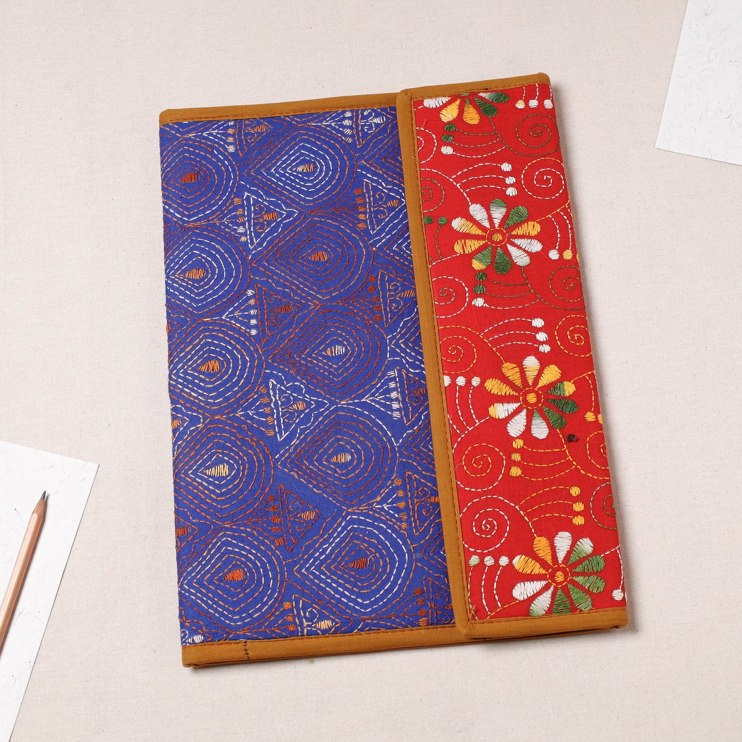 Blue Bengal Kantha Work Handcrafted File Folder