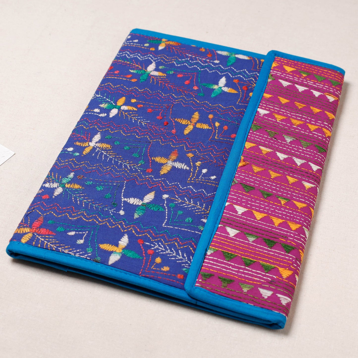 Blue Bengal Kantha Work Handcrafted File Folder