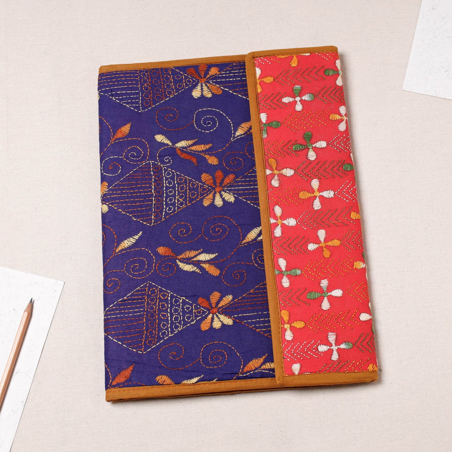 Blue Bengal Kantha Work Handcrafted File Folder