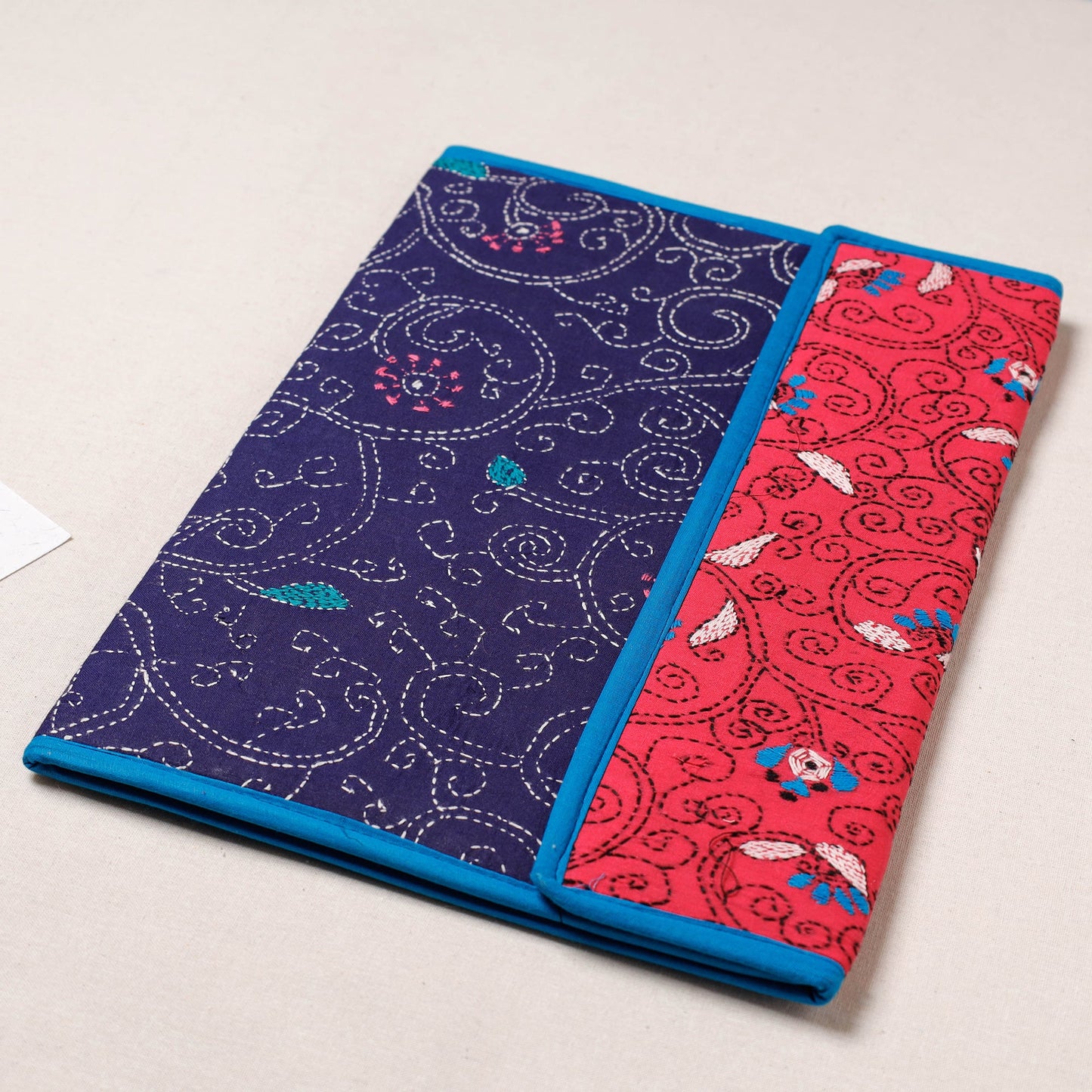 Blue Bengal Kantha Work Handcrafted File Folder