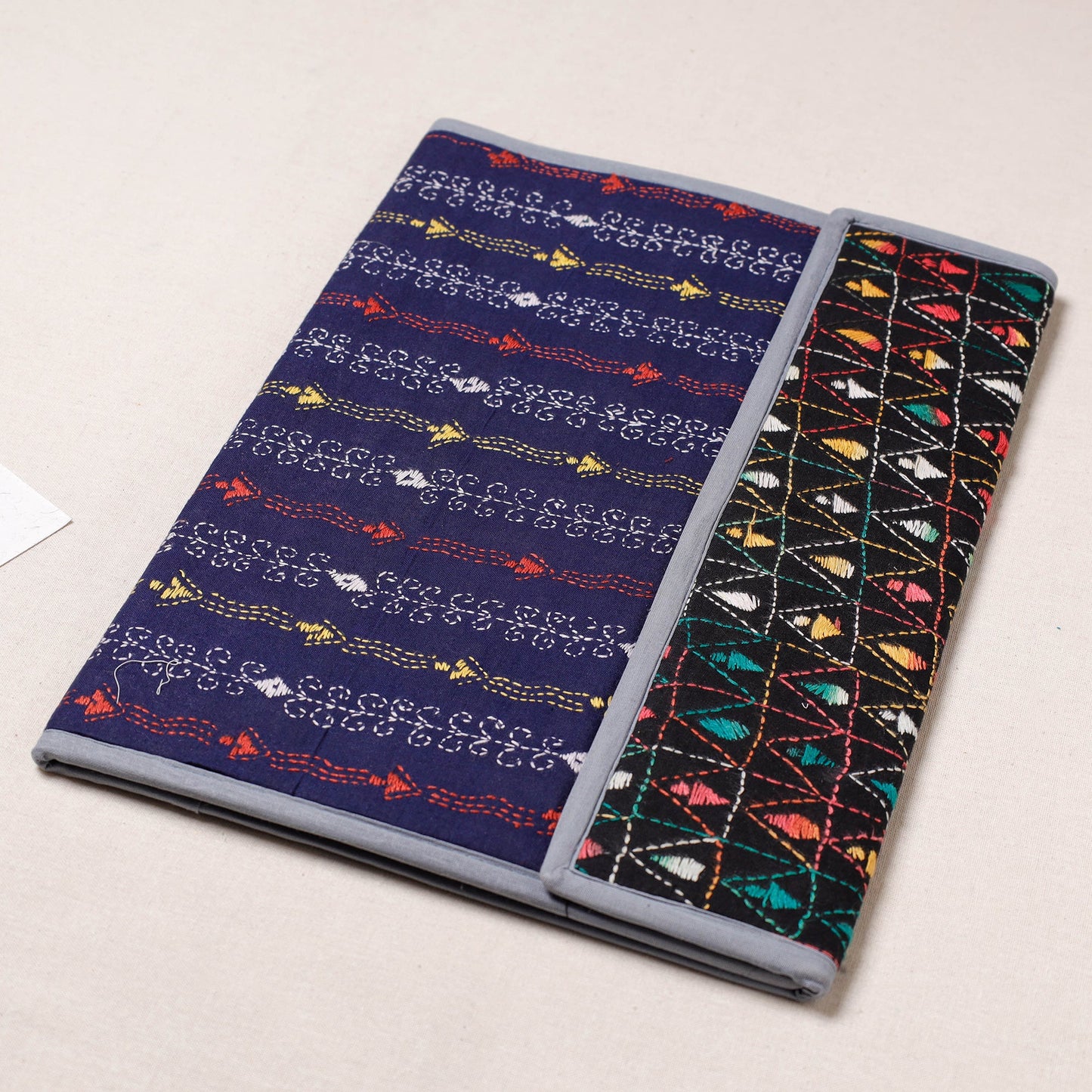 Blue Bengal Kantha Work Handcrafted File Folder