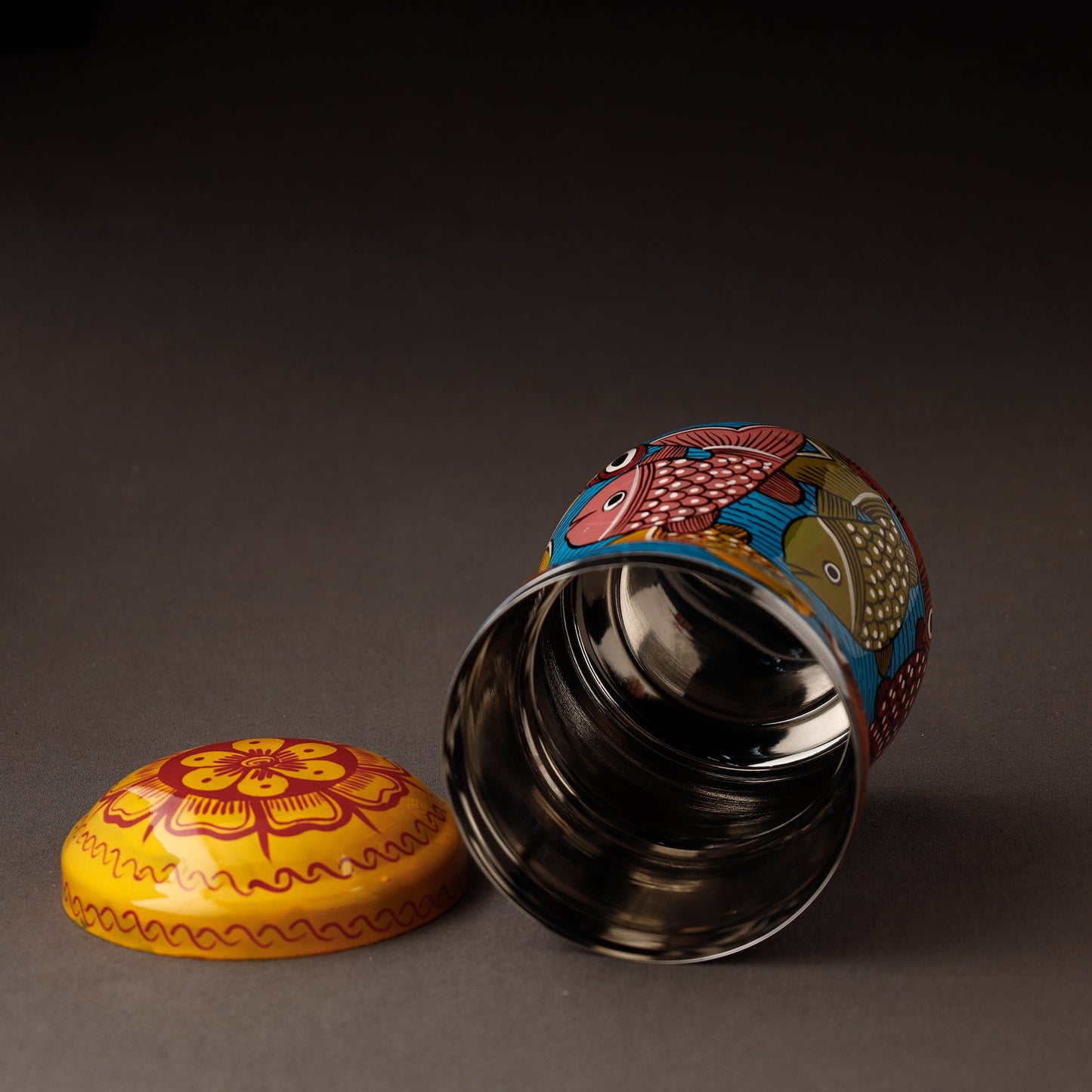 Bengal Patua Handpainted Stainless Steel Multi Utility Canister