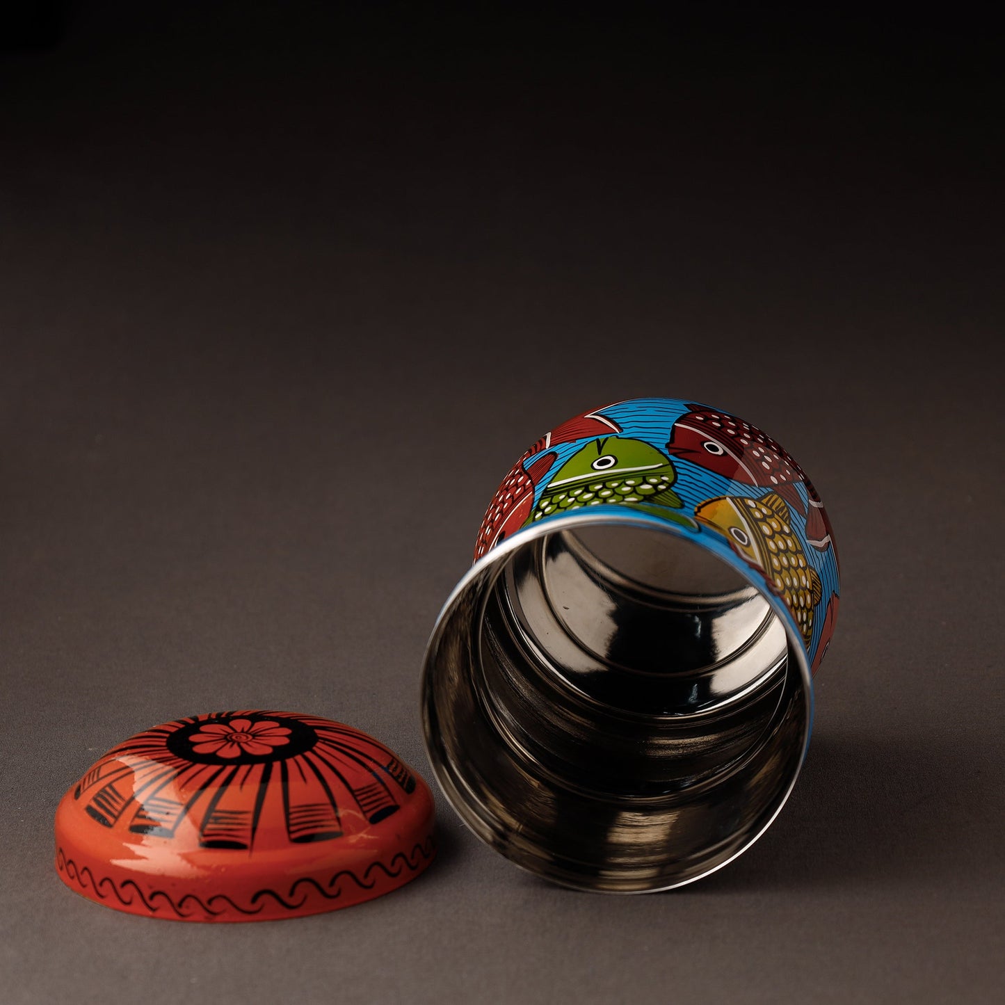 Bengal Patua Handpainted Stainless Steel Multi Utility Canister