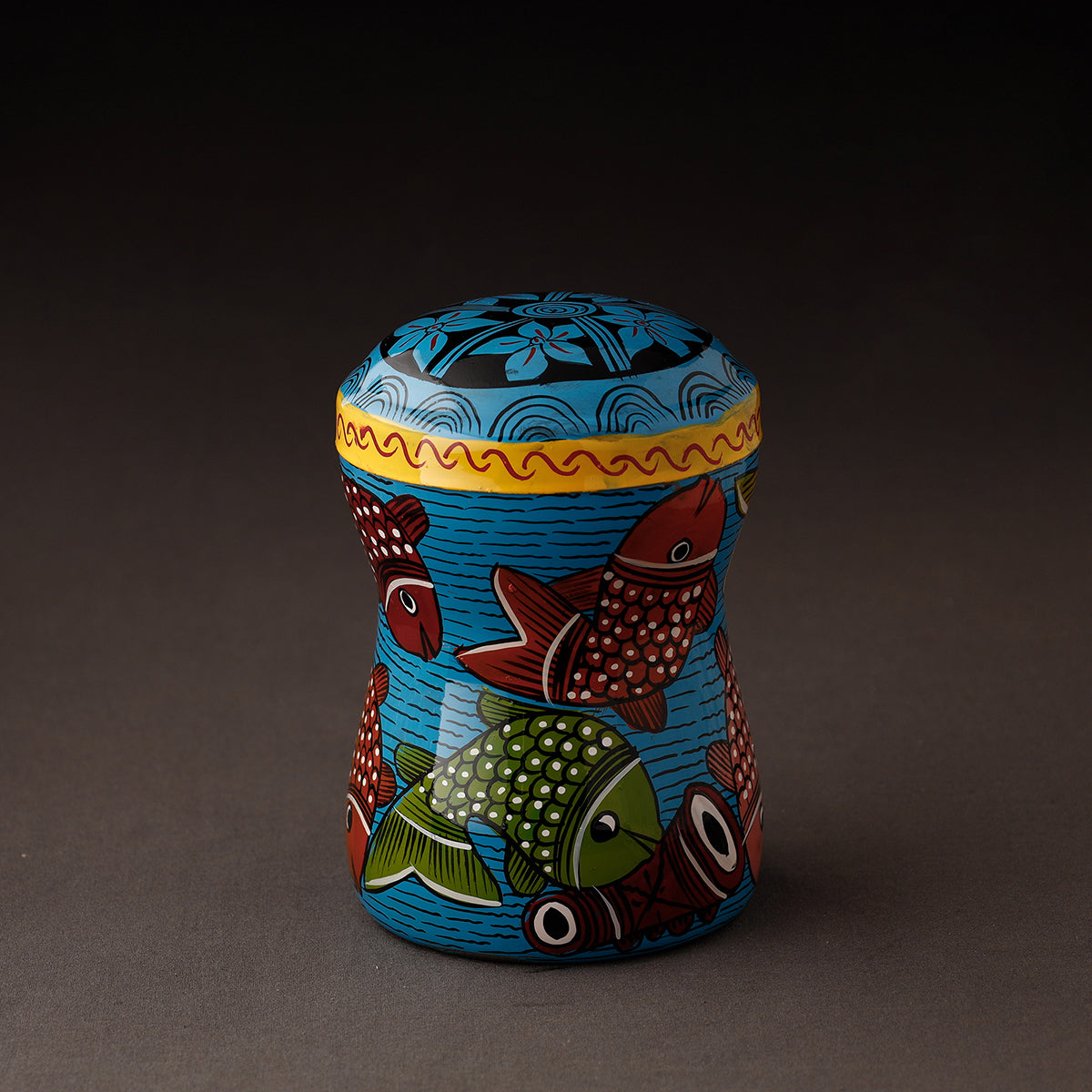 Blue Bengal Patua Handpainted Stainless Steel Multi Utility Canister