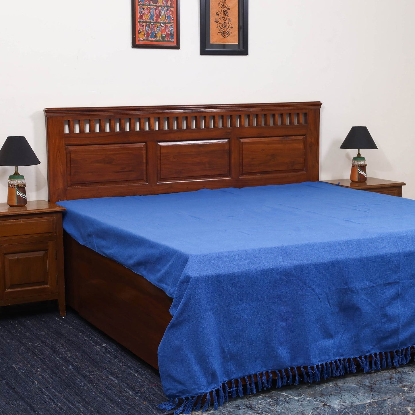 Bijnor pure handloom cotton double bed sheet (108 x 90 in)
