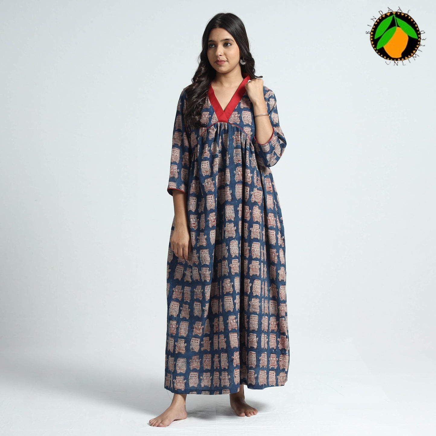 Bindaas Art Block Printed Cotton Dress