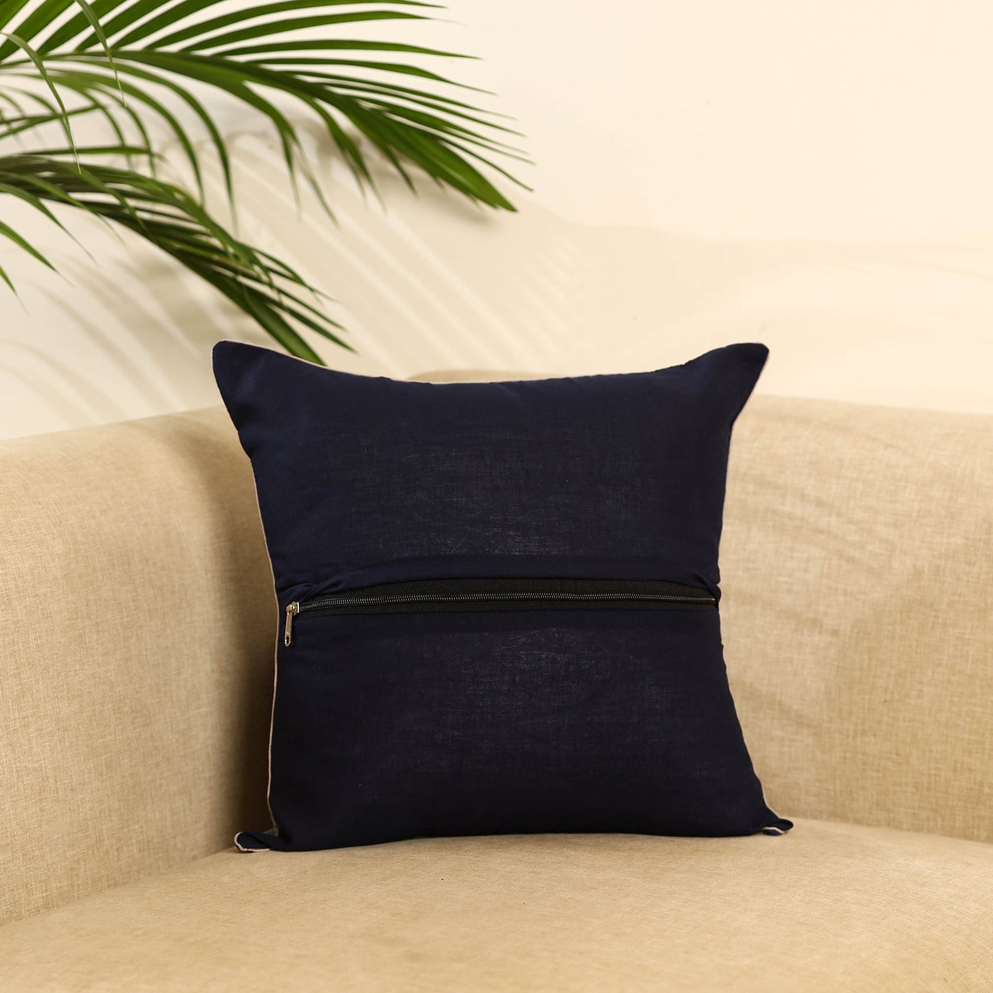 Blue Bindaas Art Block Print Cotton Cushion Cover