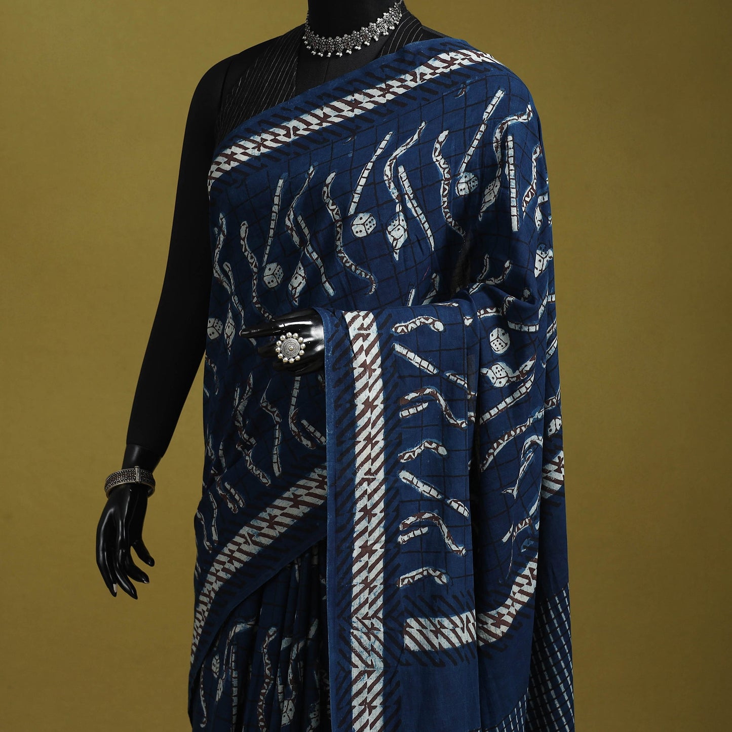 Blue - bindaas art natural dyed cotton saree 17