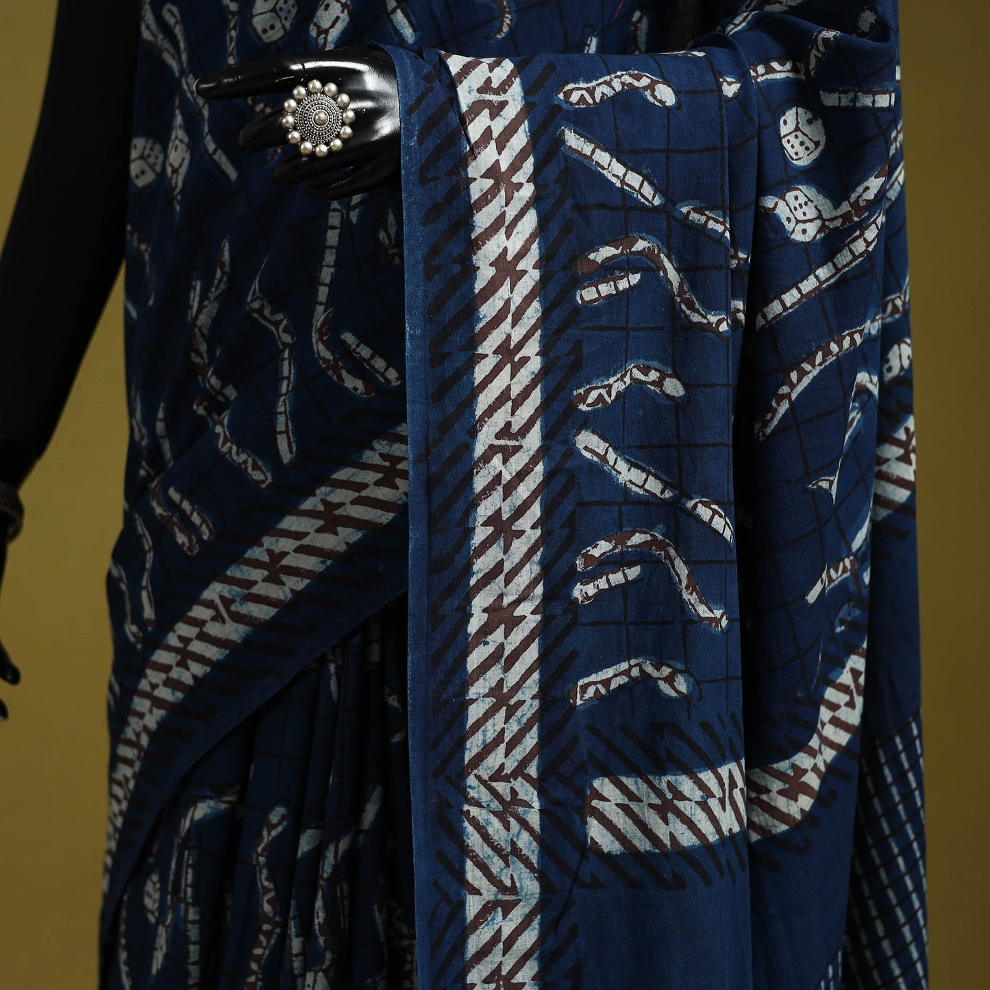 Blue - bindaas art natural dyed cotton saree 17