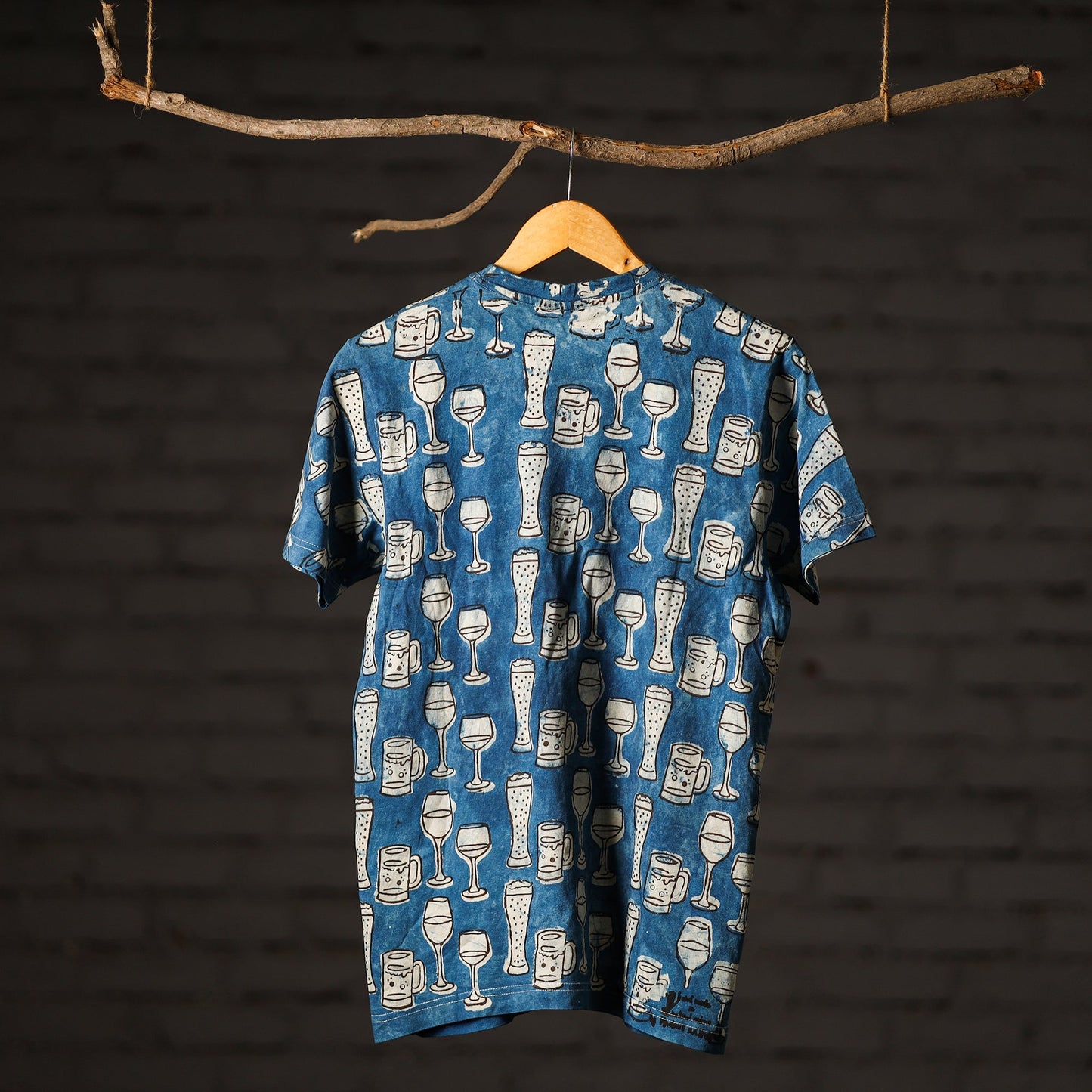 Buy Bindaas Block Art Prints Natural Dyed Cotton Round Neck T-shirt Online at iTokri.com