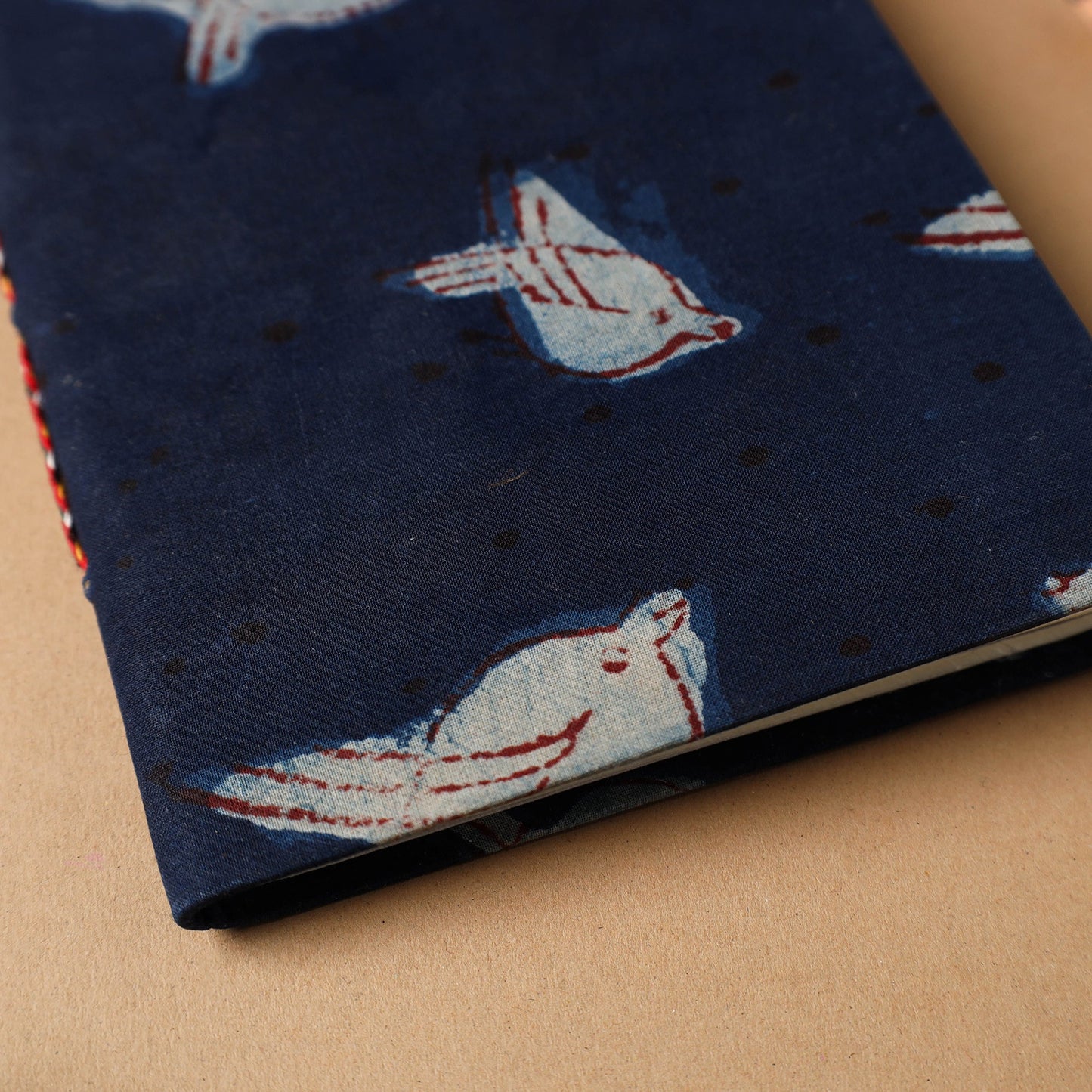 Blue - bindaas fabric cover handmade paper notebook (7 x 5
