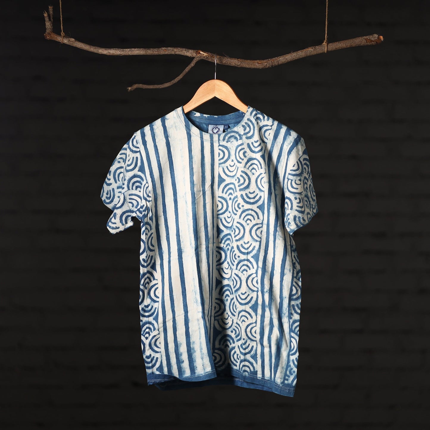Block Art Prints Natural Dyed Cotton Round Neck T-shirt