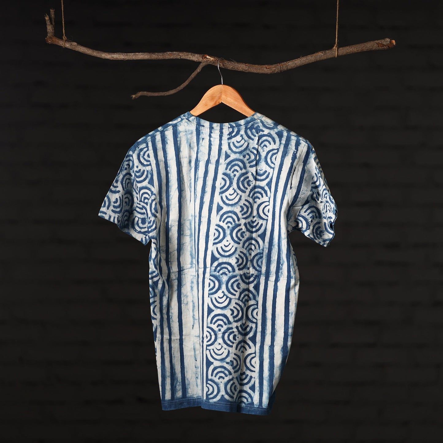 Block Art Prints Natural Dyed Cotton Round Neck T-shirt