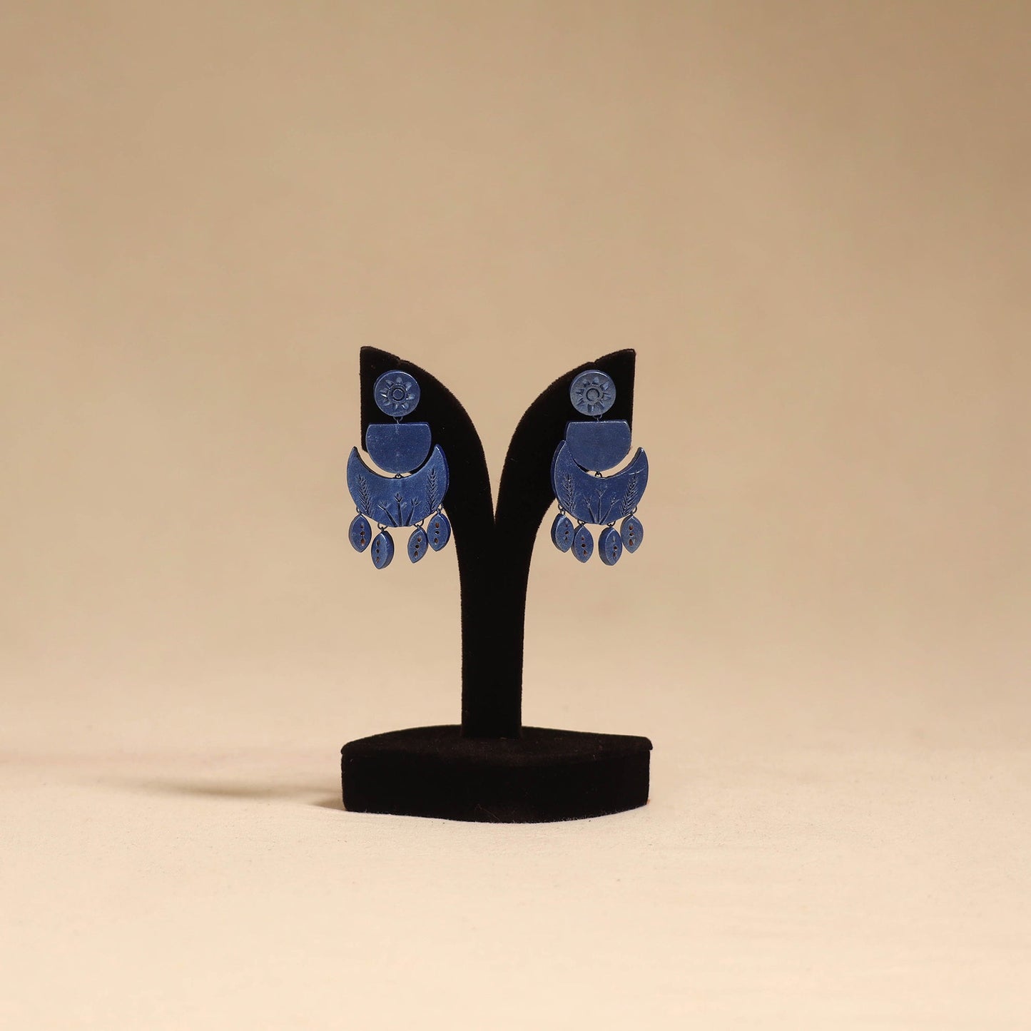 Bishnupur handpainted terracotta earrings 136 - handcrafted
