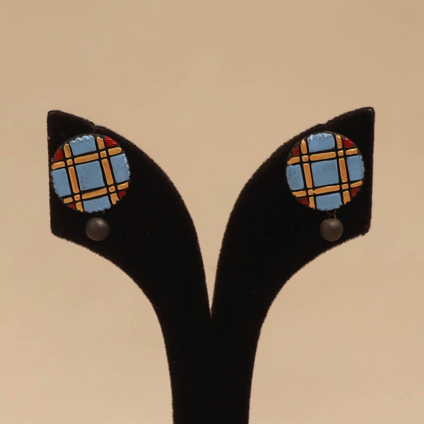 Bishnupur handpainted terracotta stud earrings 174