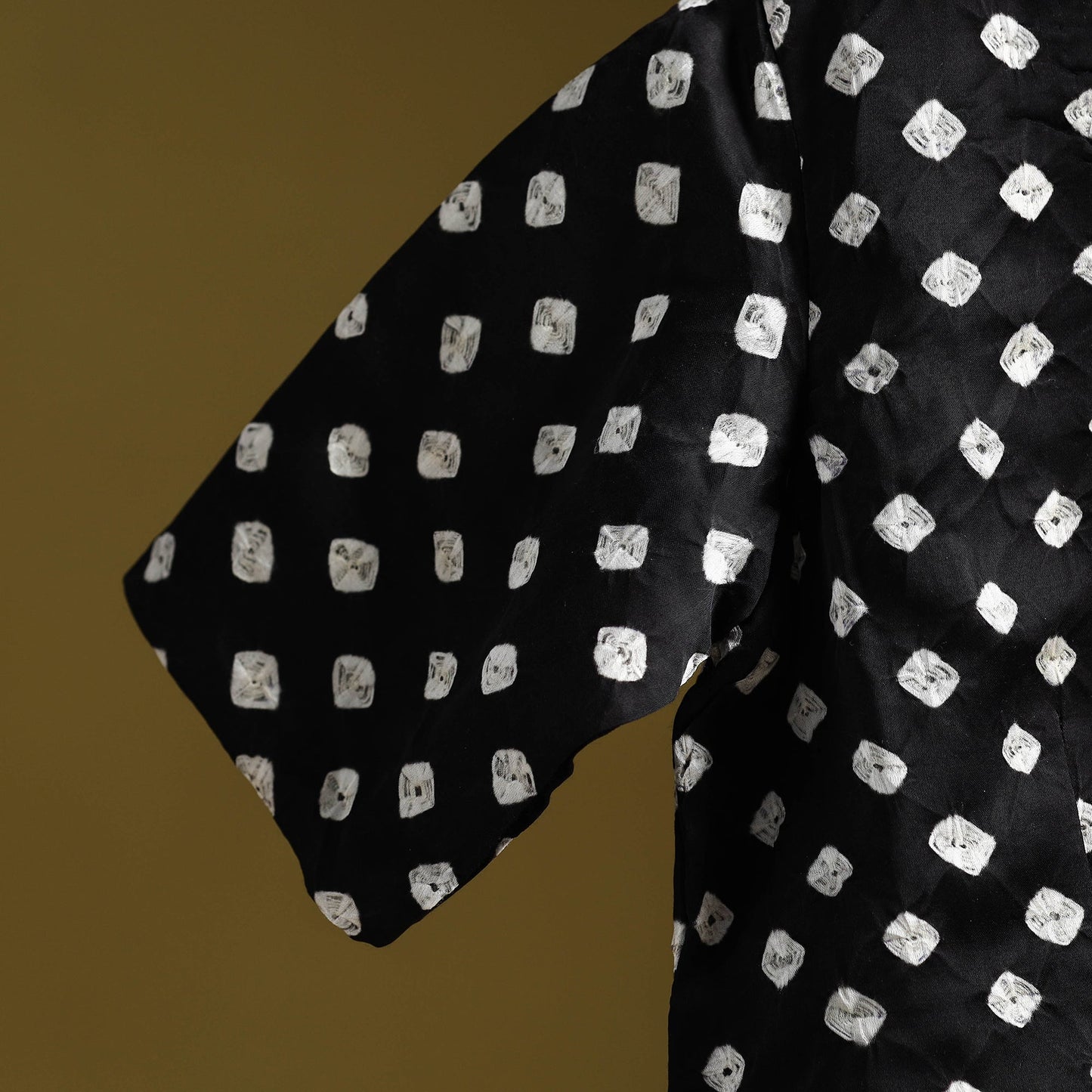 Blue - black - modal silk stitched tie-dye bandhani blouse