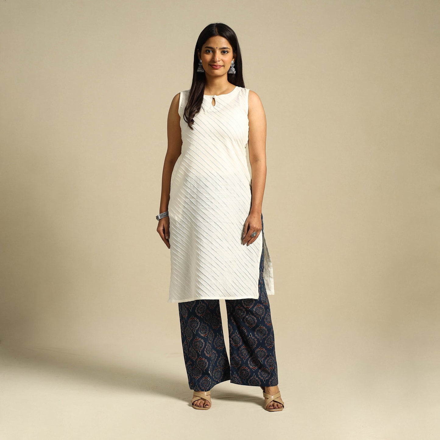 Buy Block Print Cotton Ajrakh Palazzo