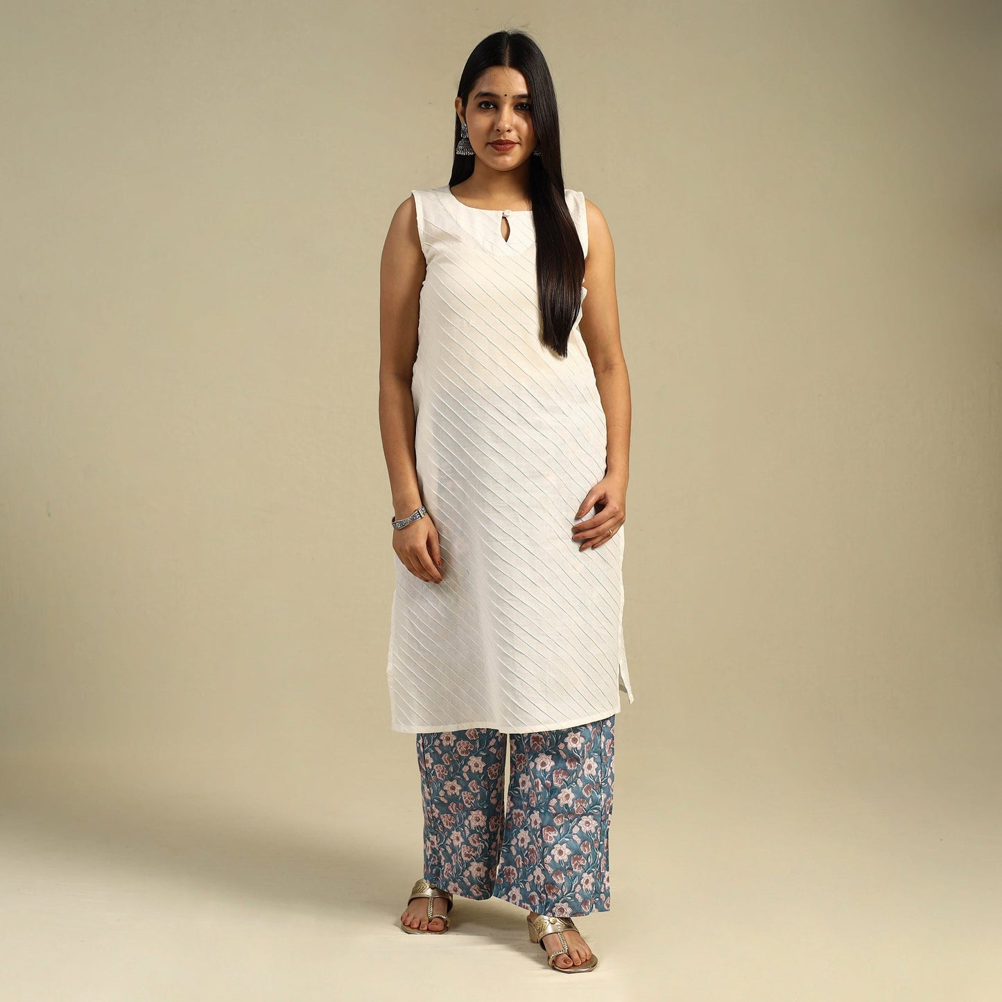 Buy Block Print Cotton Sanganeri Palazzo