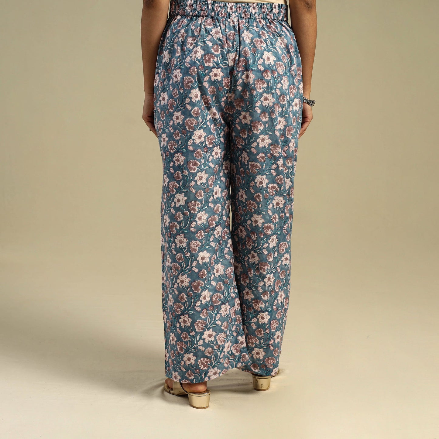 Buy Block Print Cotton Sanganeri Palazzo