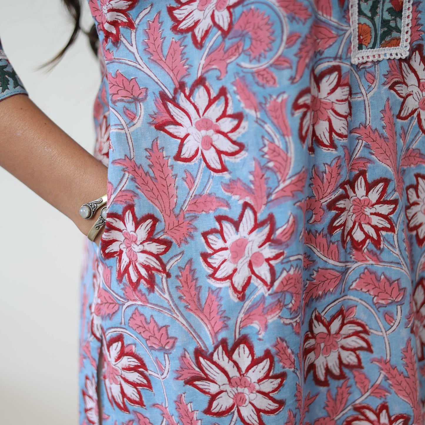 Blue Sanganeri Print Kurta for Women