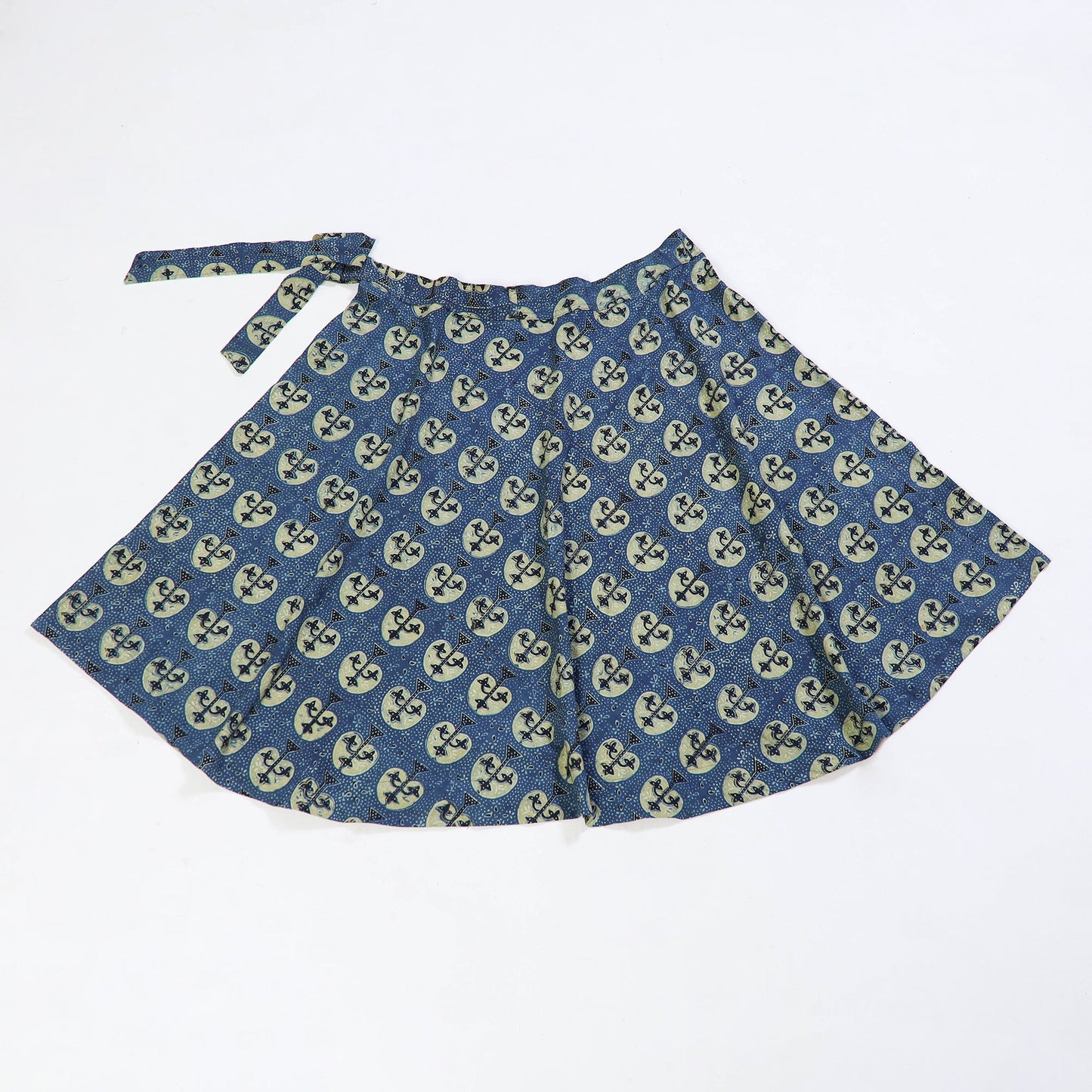 Buy Block Print Cotton Wrap Around Ajrakh Skirt Online