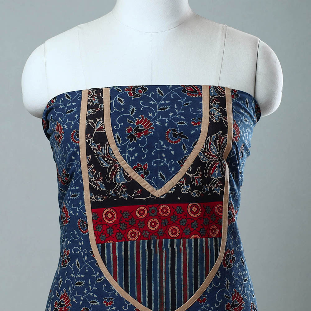 Block Print Cotton Ajrakh Kurta Material