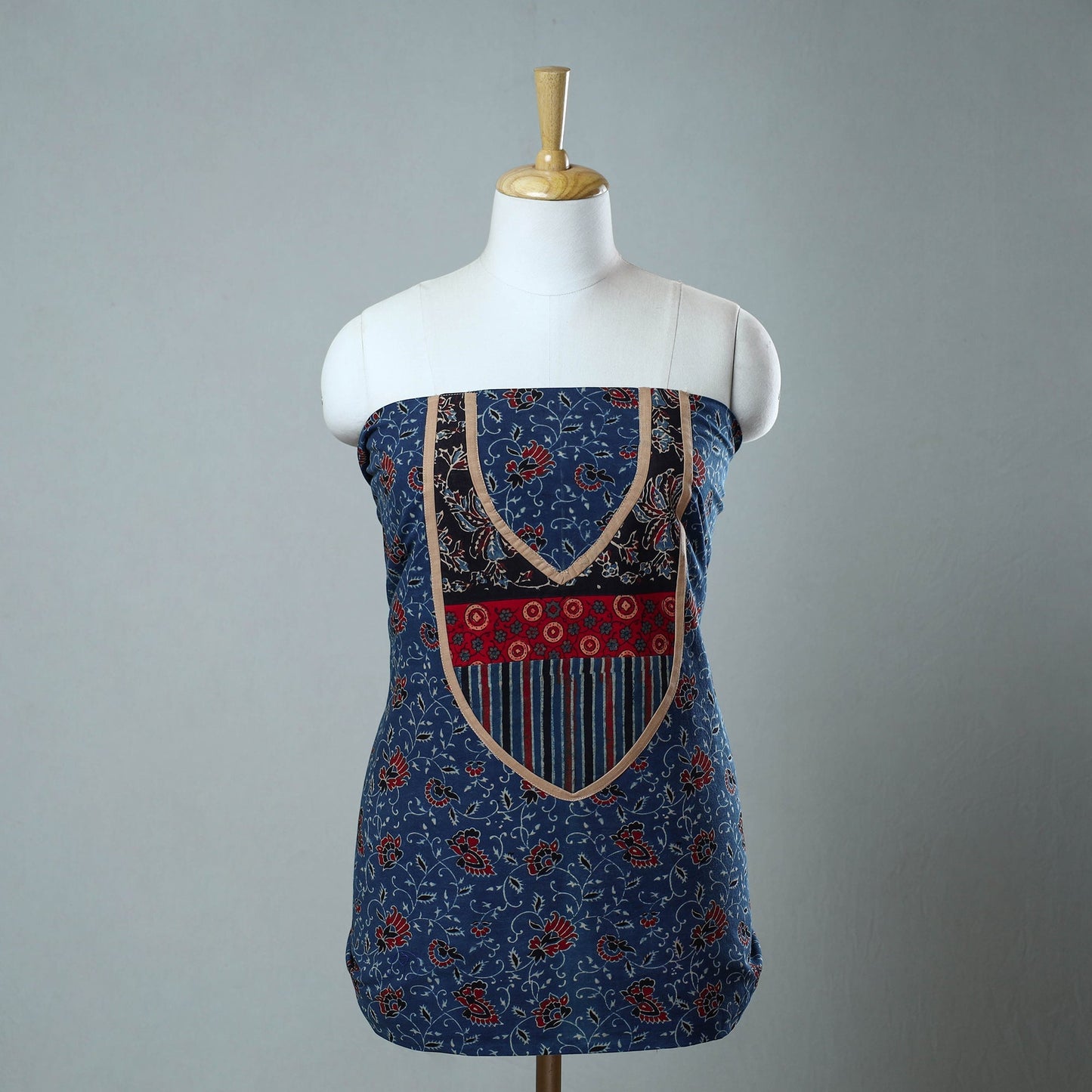 Block Print Cotton Ajrakh Kurta Material