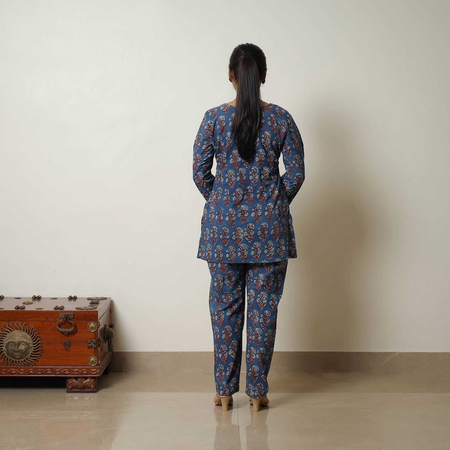 Buy Blue Block Print Cotton Bagru Co-Ord Set