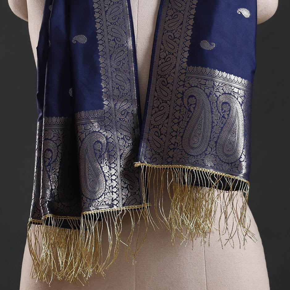 Brocade handloom semi silk banarasi stole 20 - handcrafted