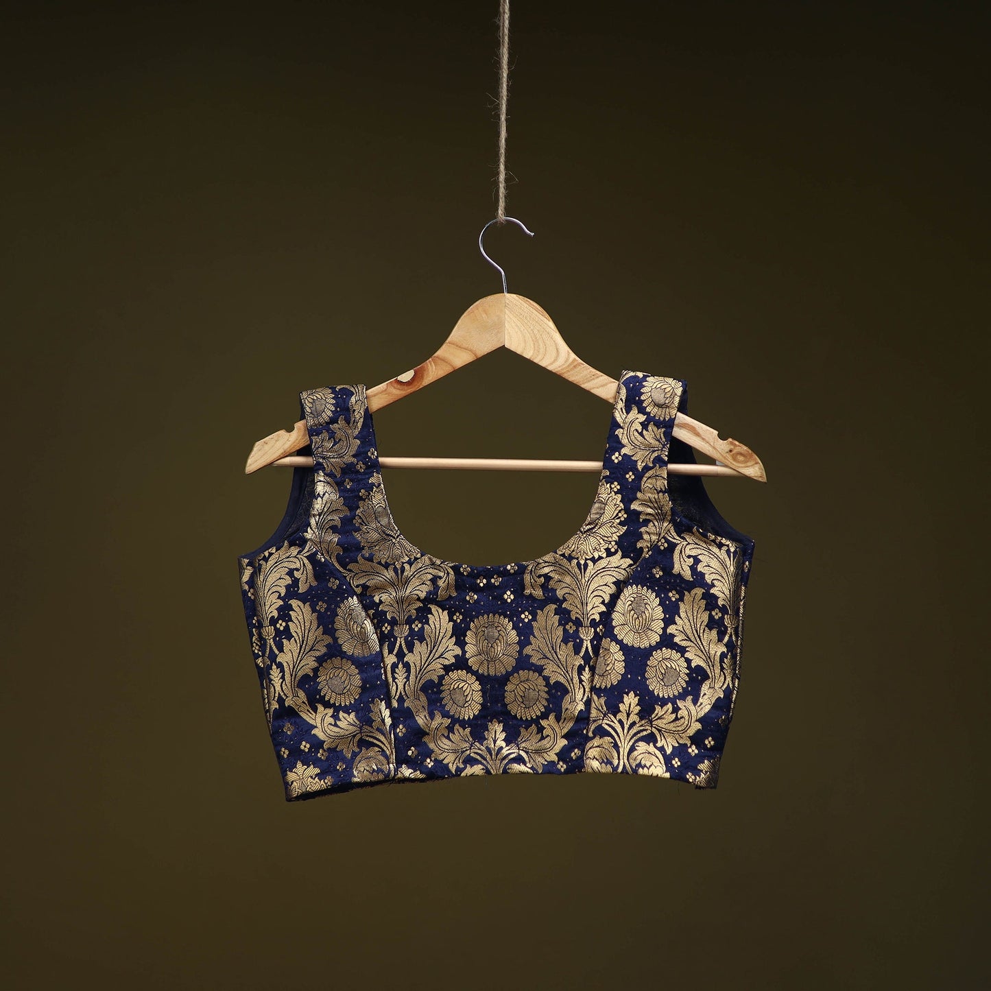 Blue - brocade silk banarasi stitched blouse 07