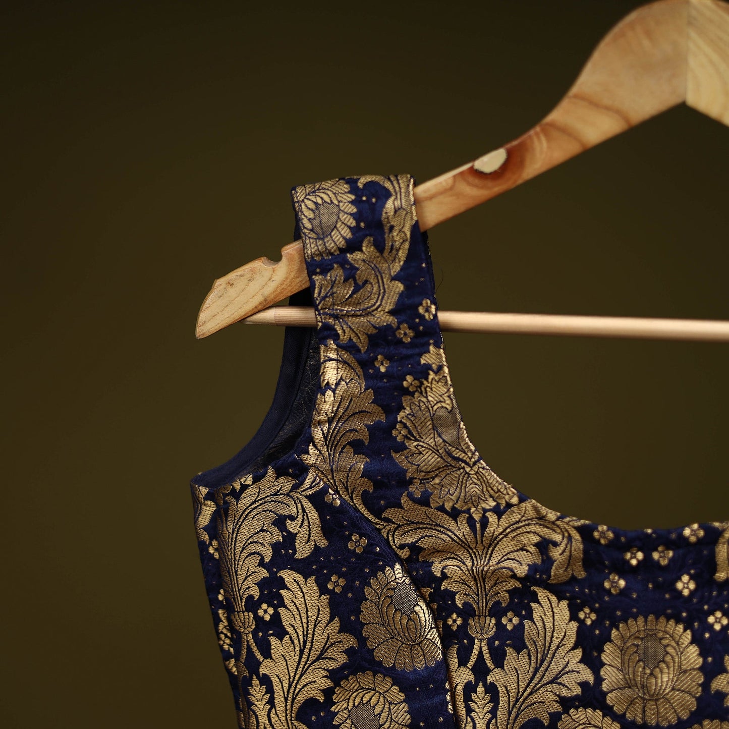 Blue - brocade silk banarasi stitched blouse 07