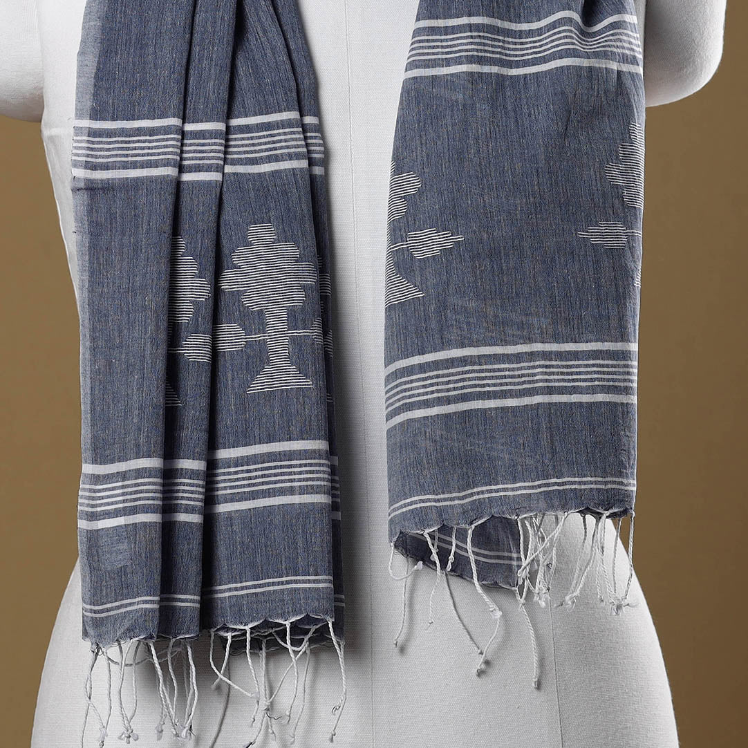 Burdwan Jamdani Buti Handloom Cotton Stole with Tassels Online at iTokri.com