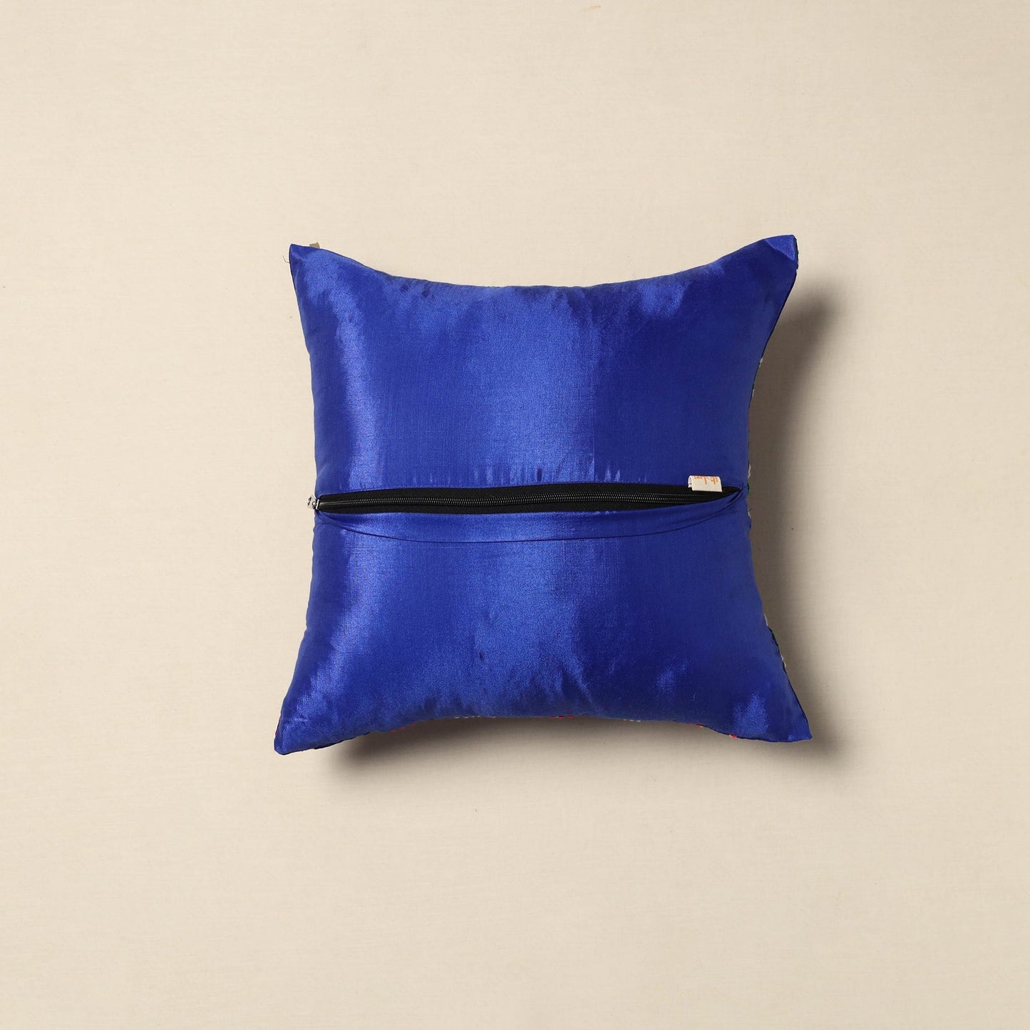 Chanderi silk hand embroidery cushion cover 01 - handcrafted