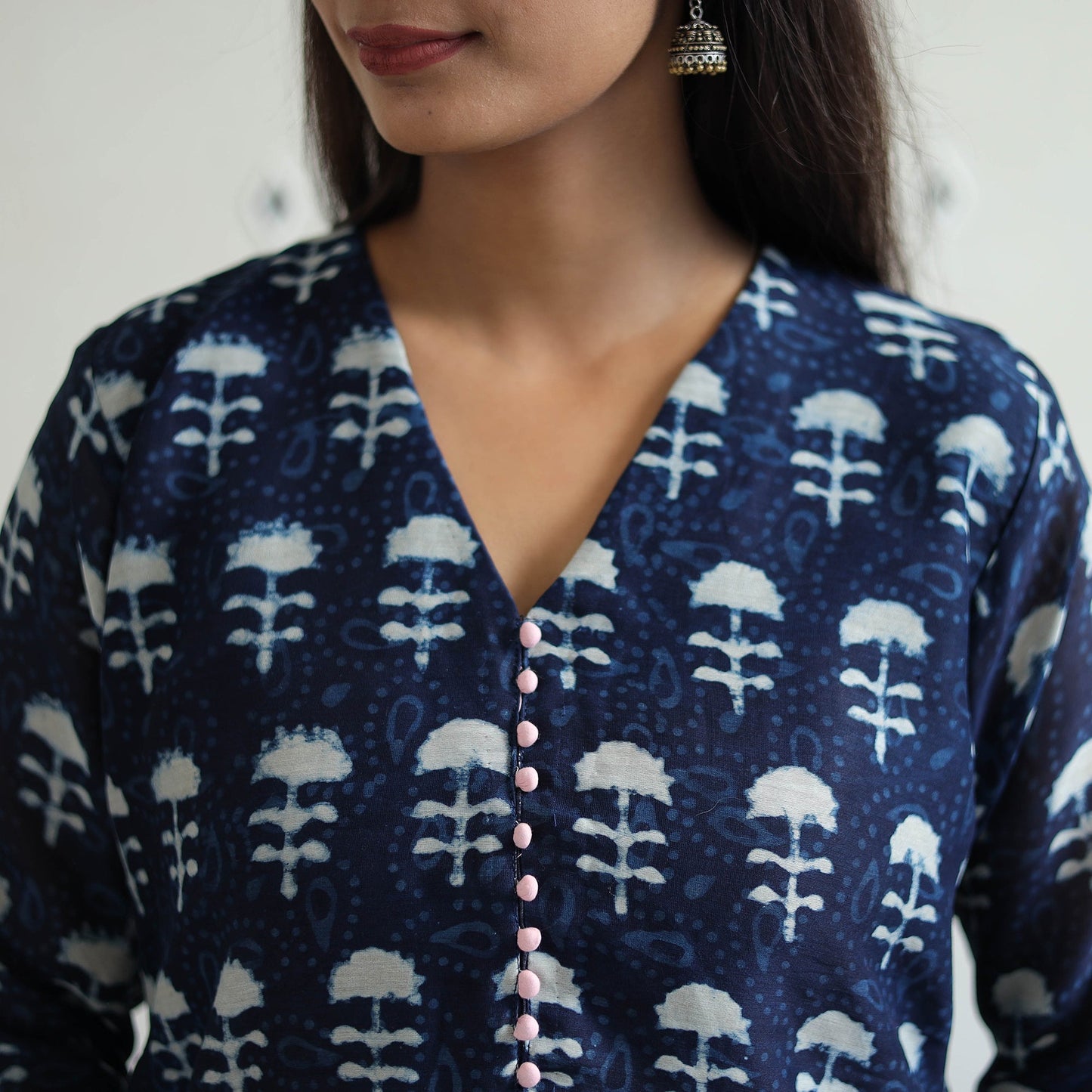 Buy Blue Chanderi Silk Indigo Bagru Block Print Kurta Set