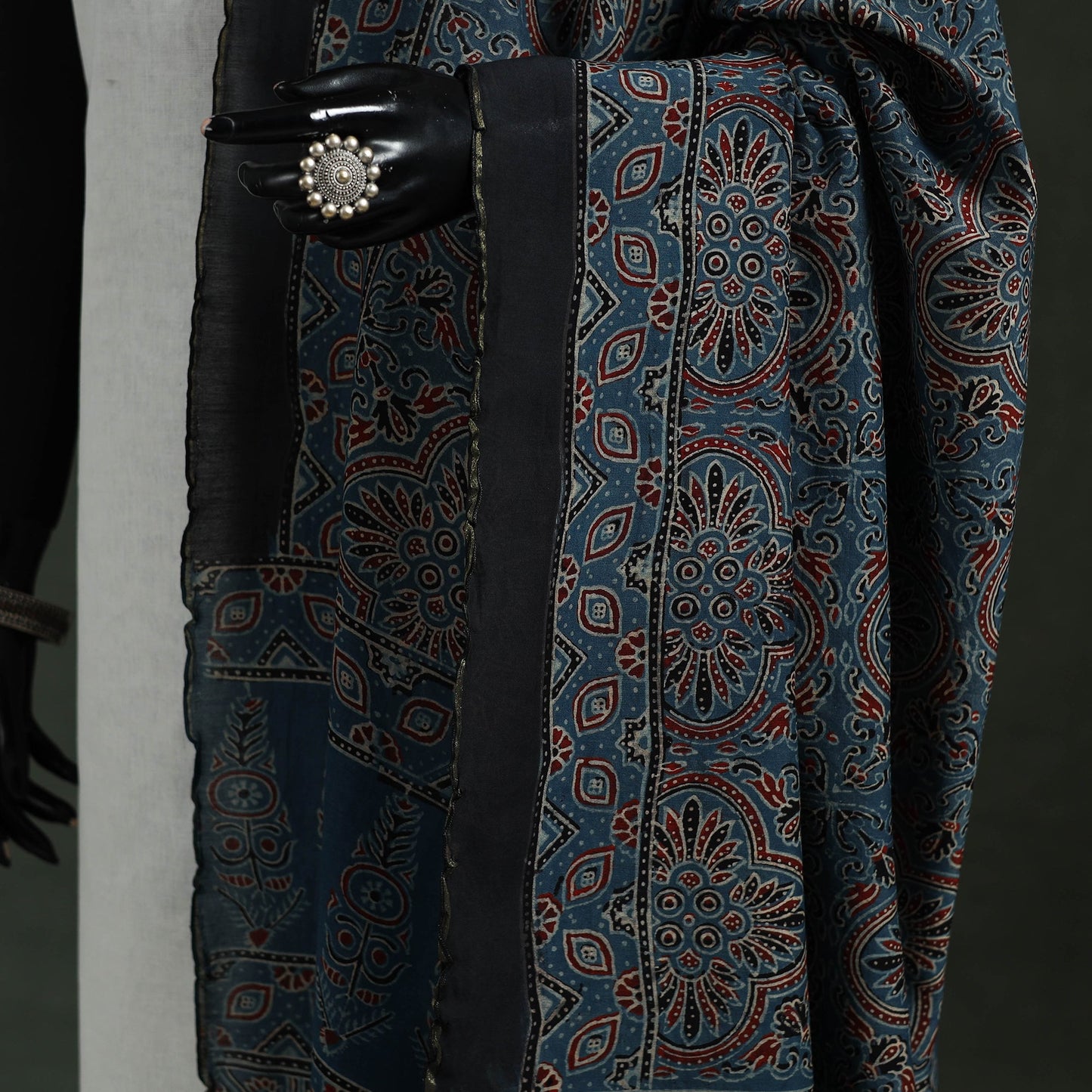 Chanderi silk kutch hand block print natural dyed handloom