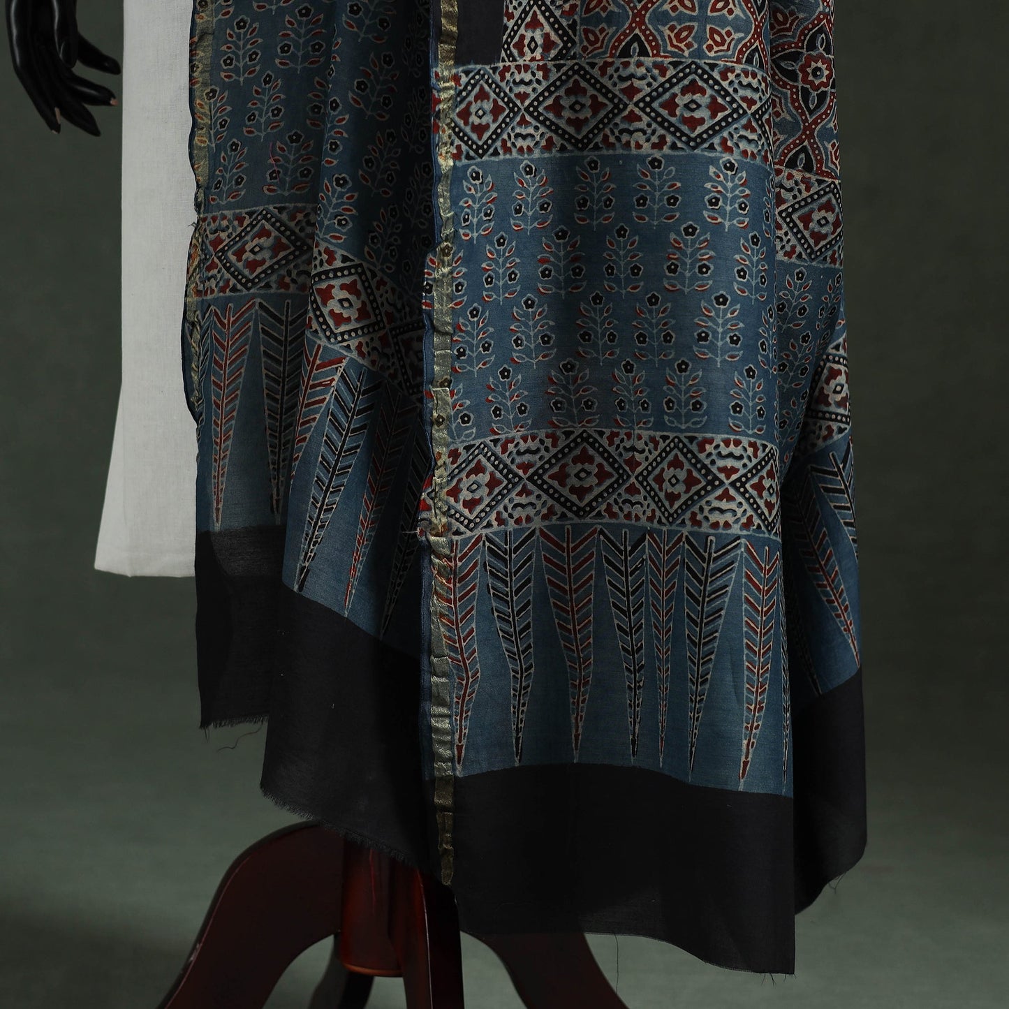 Blue - chanderi silk kutch hand block print natural dyed