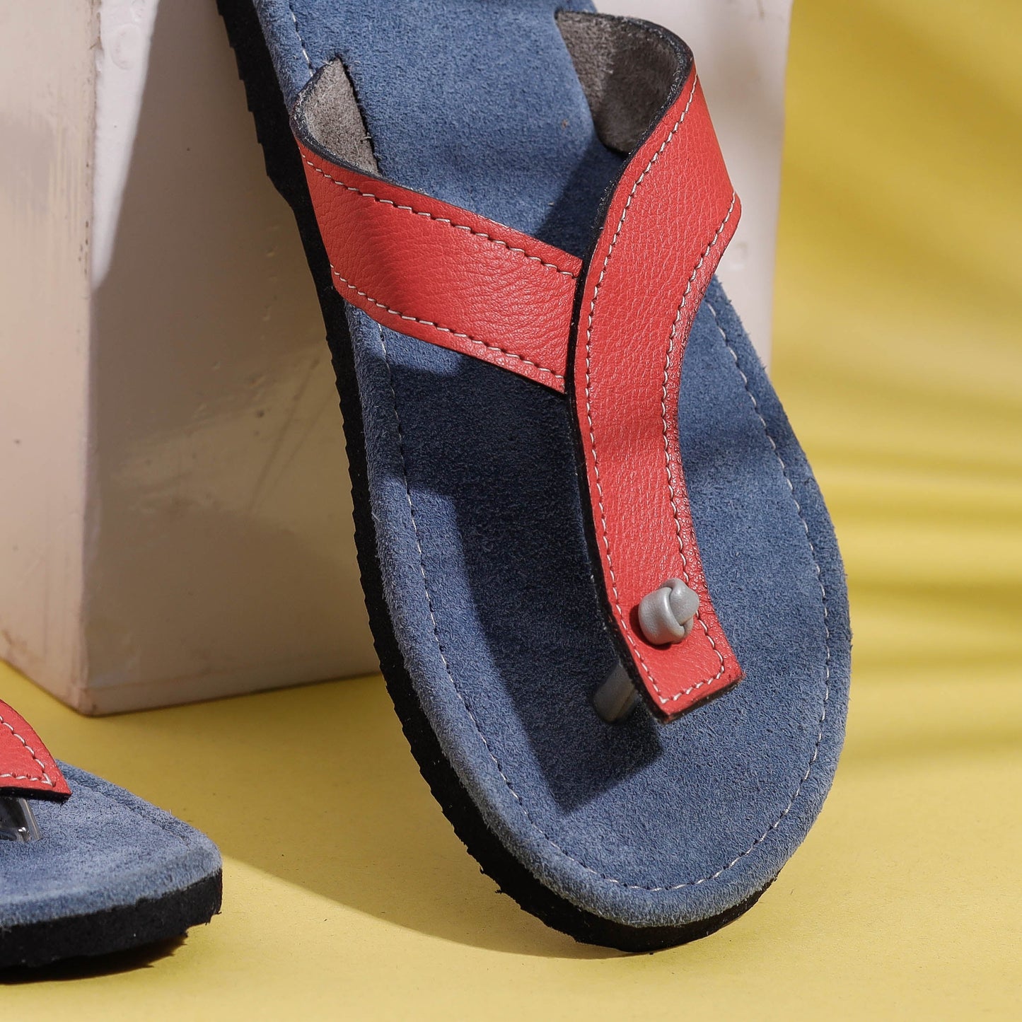 Handcrafted Women's Leather Slippers with Suede