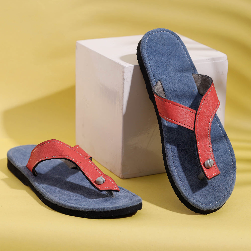 Handcrafted Women's Leather Slippers with Suede