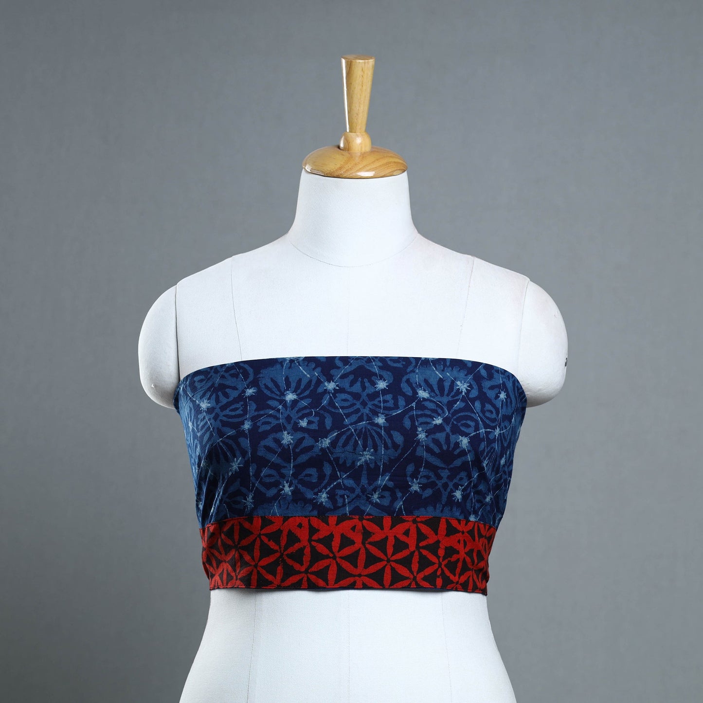 Blue - cotton akola blouse piece 141 - handcrafted