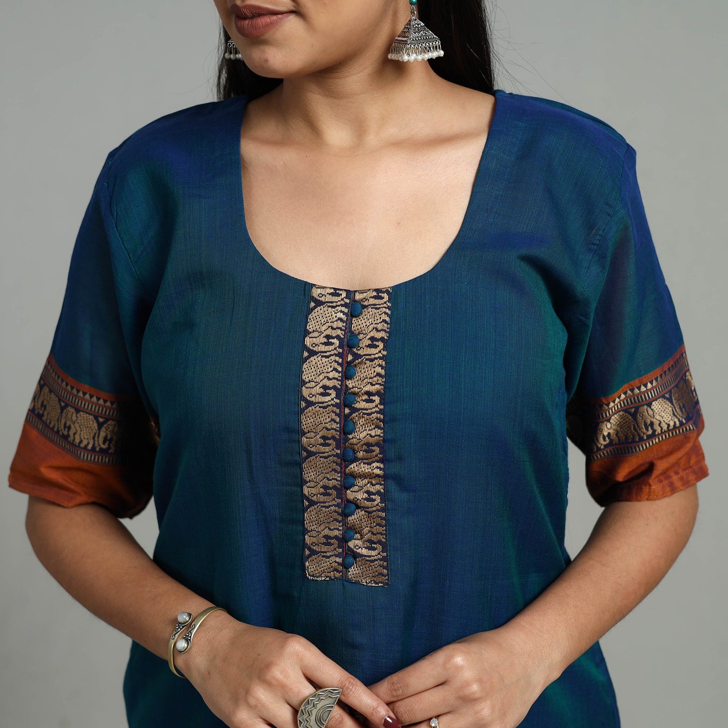 Buy Cotton Blue Dharwad Kurta Set with Palazzo & Dupatta
