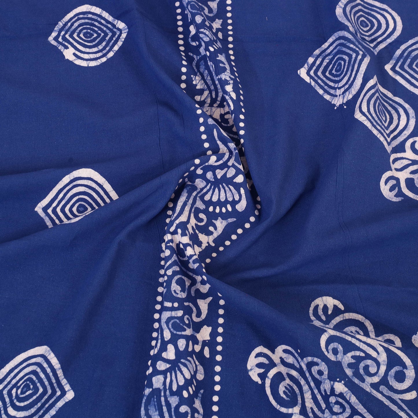 Blue Cotton Double Hand Batik Print Bed Sheet Set