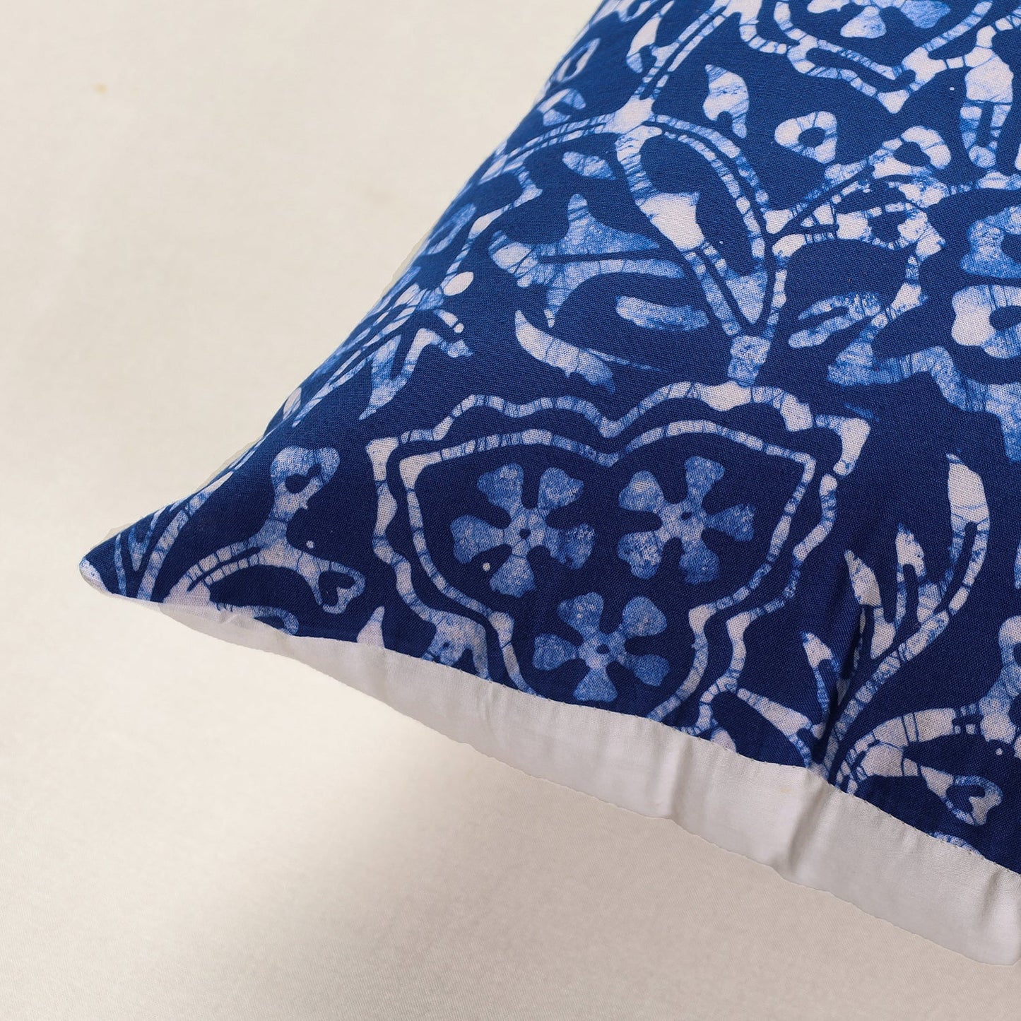 Blue Cotton Hand Batik Cushion Cover (18 x 18 in)