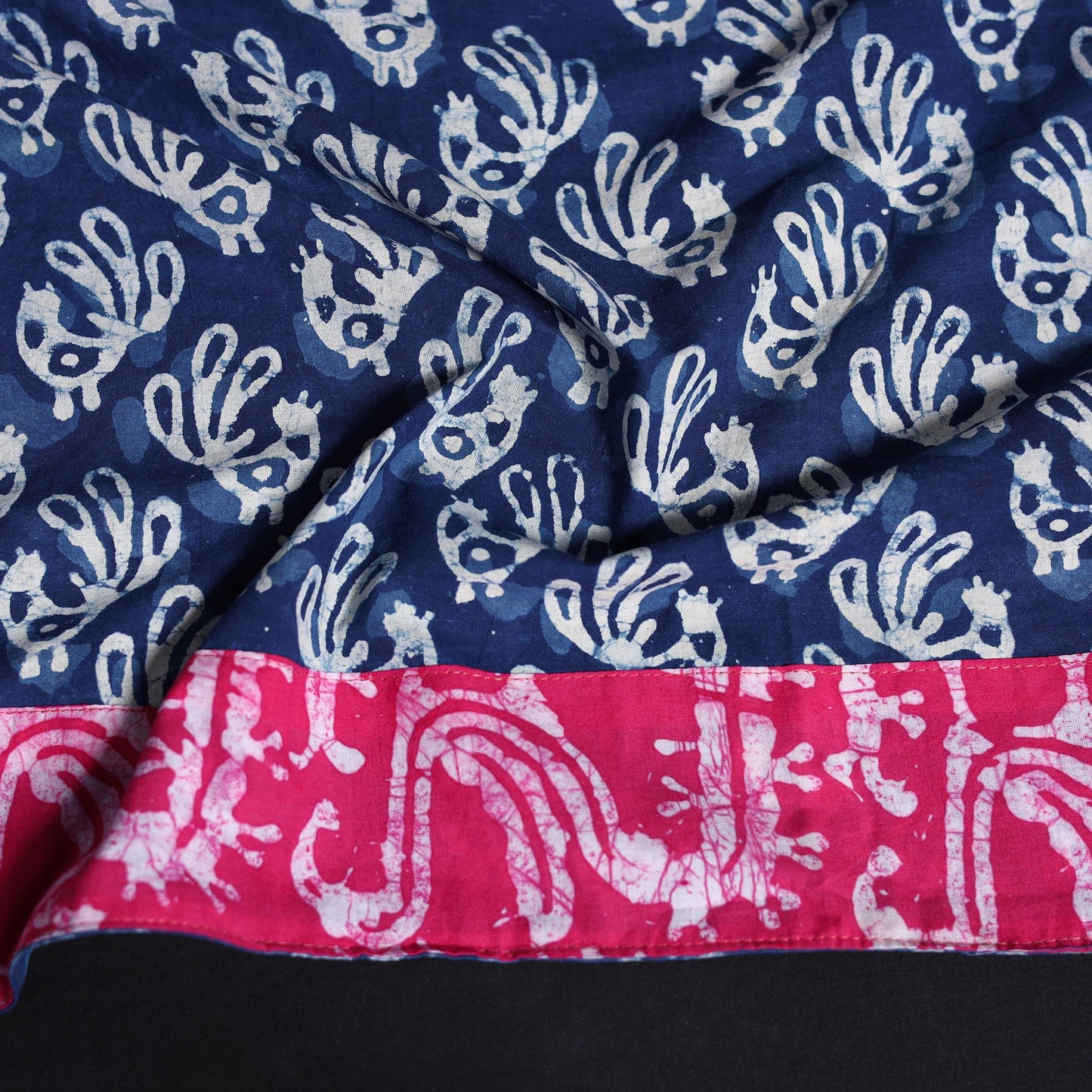 Cotton hand block batik print blouse piece 58 - handcrafted